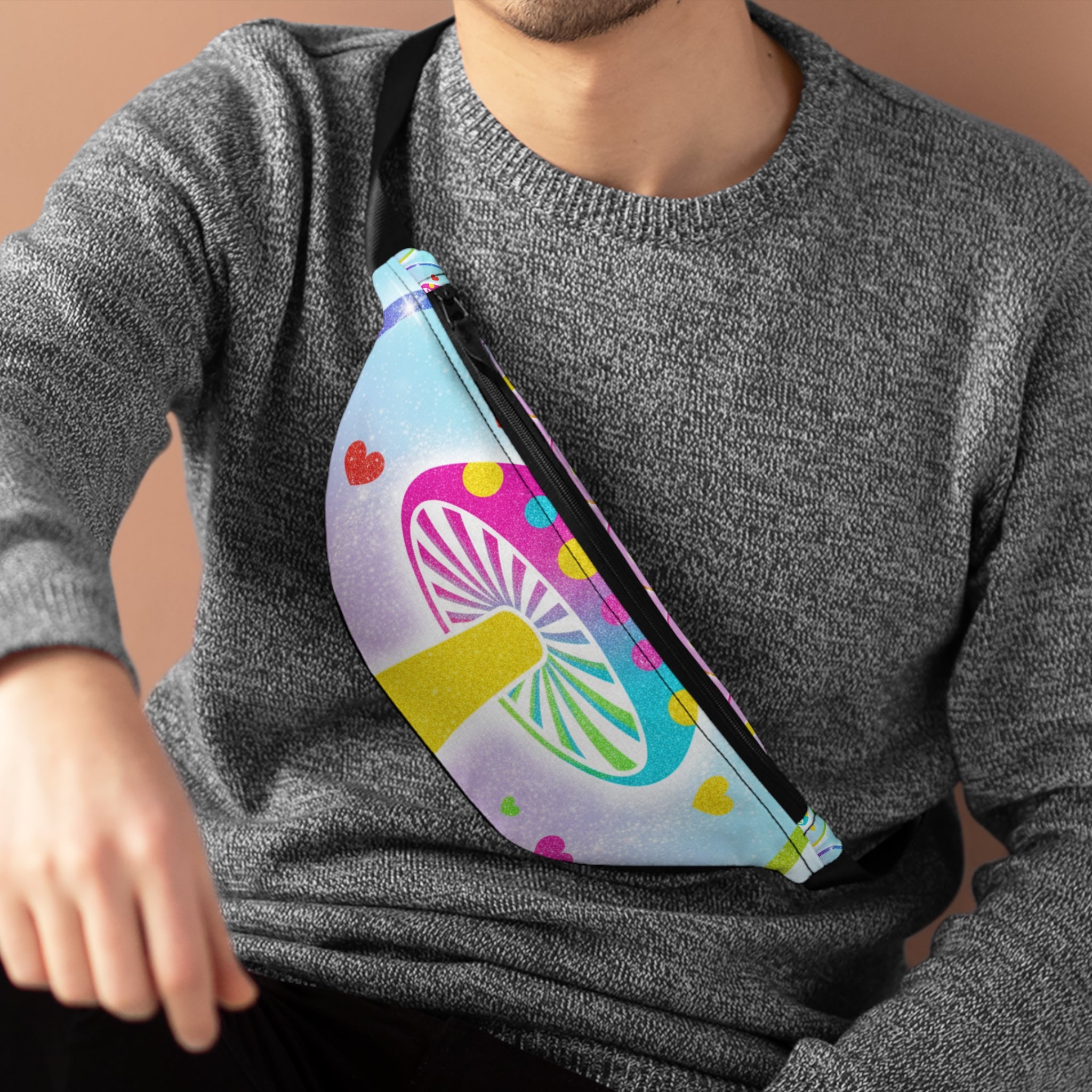 Colorful Mushroom Fanny Pack | Cute Festival Waist Bag, Boho Accessory, Summer Travel Essential, Gifts for Her
