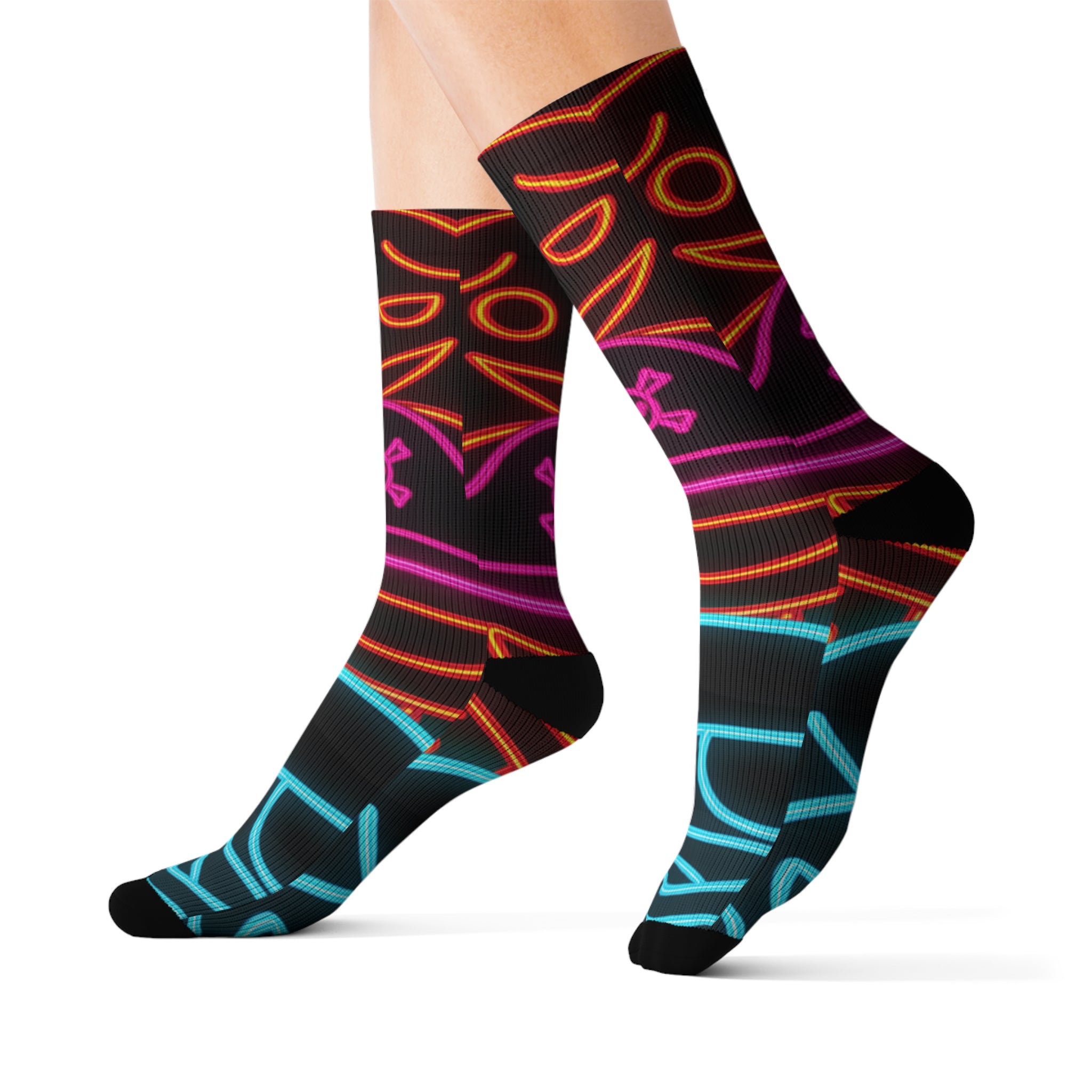 Neon Vibe Sublimation Socks | Funky Colorful Socks for Everyday Wear, Gift for Friends, Festival Accessory, Unique Fashion Statement