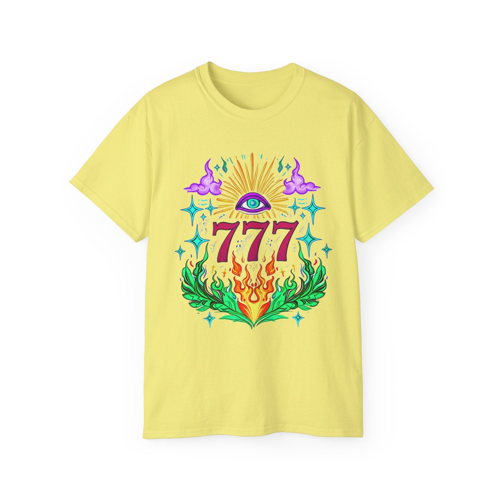 Mystical 777 Graphic Tee - Unisex Retro Spiritual Shirt, Gift for Tarot Lovers, Festival Wear, Casual Boho Top, Unique Art Tee