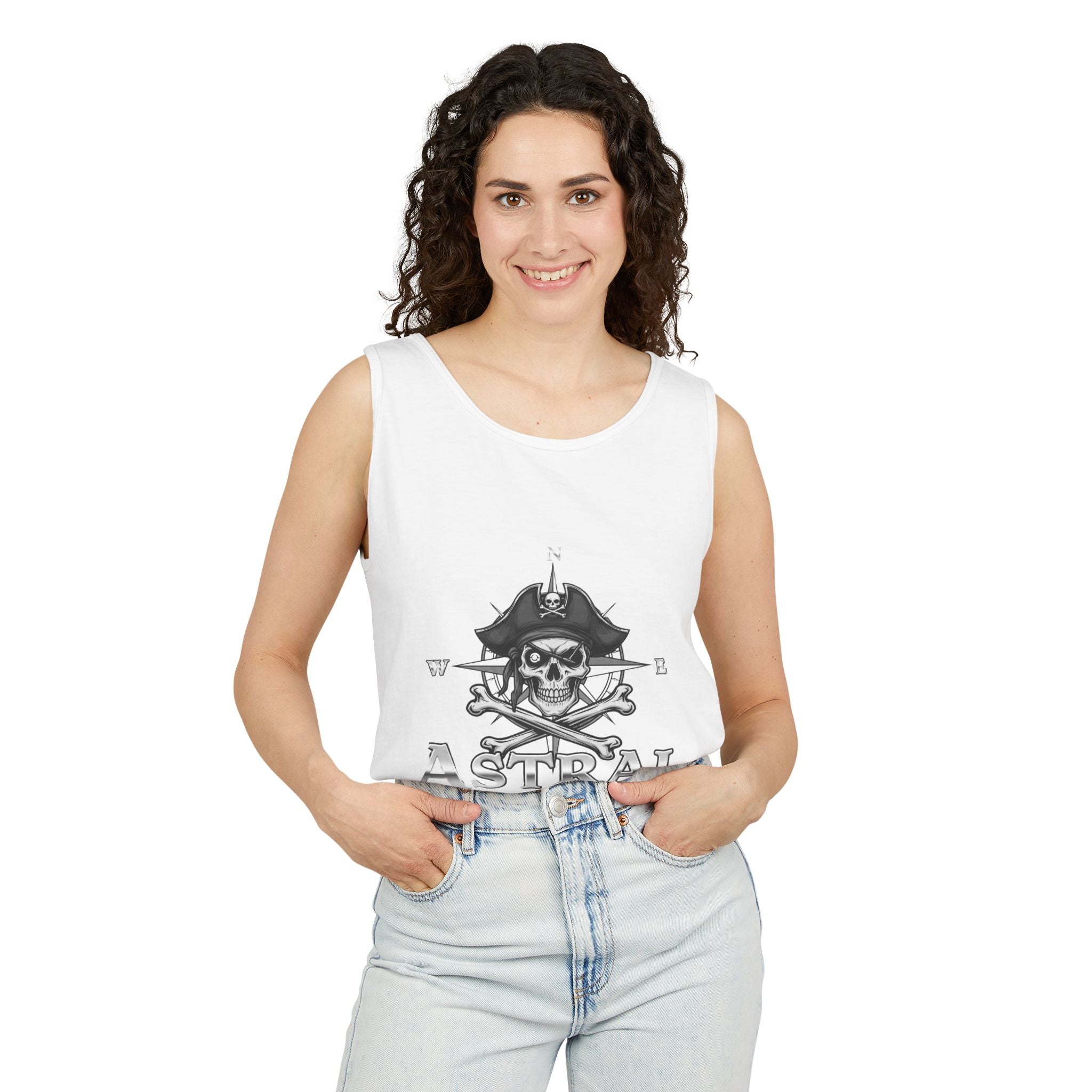 Pirate-Themed Unisex Tank Top | Casual Summer Wear, Beachwear, Gift for Adventurers, Festival Outfit, Astral Earthwear