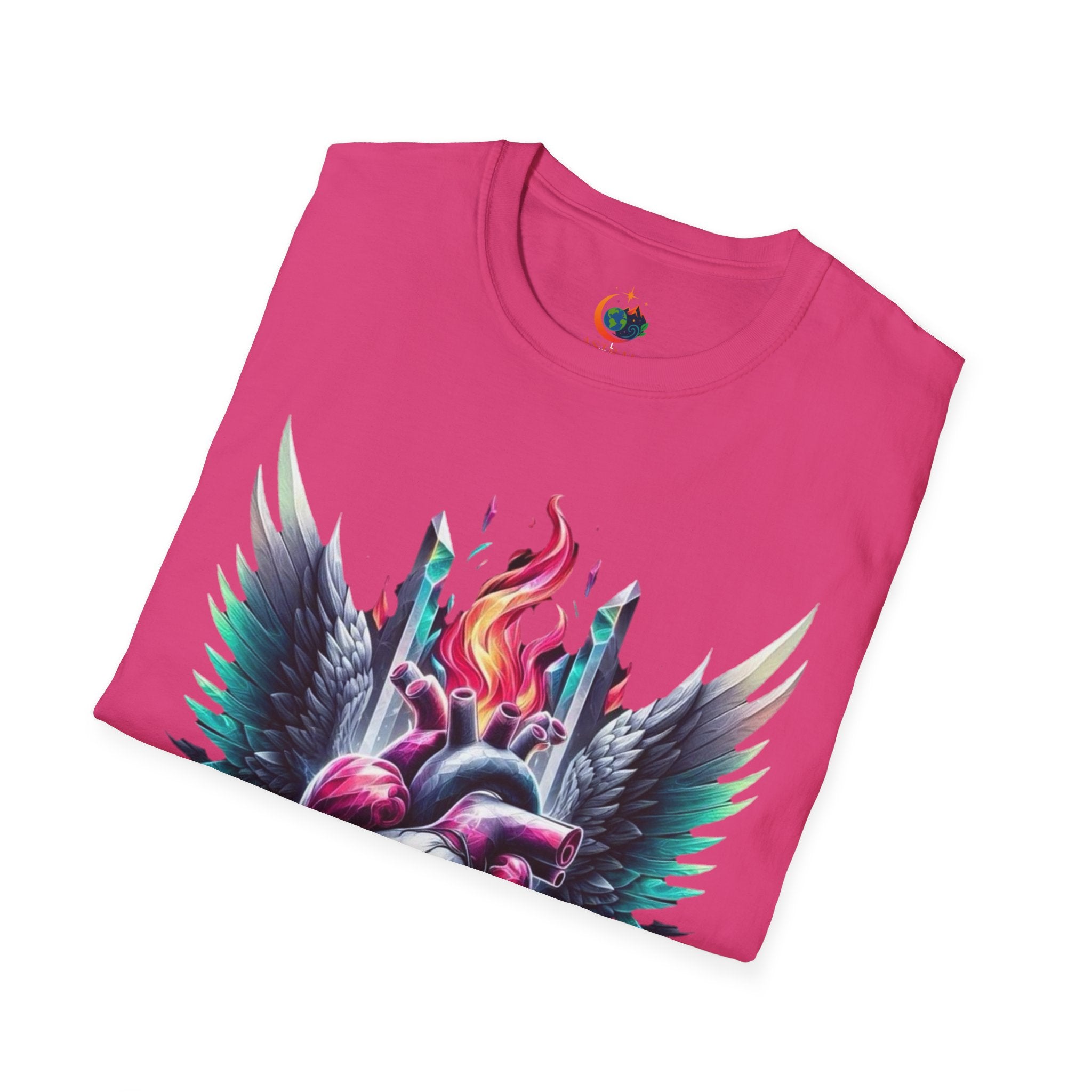 Artistic Heart Wings T-Shirt | Unisex Softstyle Tee, Heart Design Shirt, Graphic Art Tee, Trendy Casual Top, Gift for Art Lovers