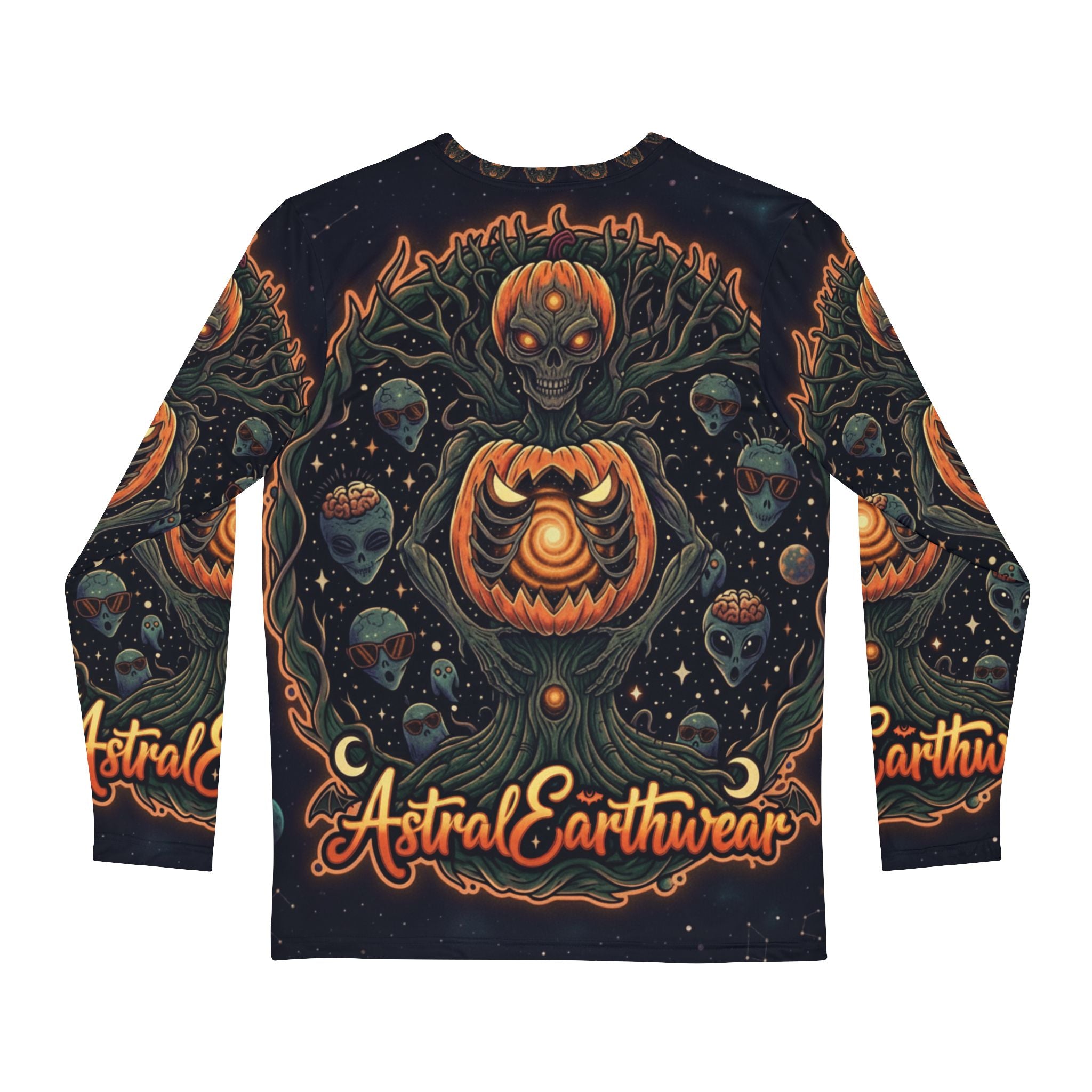 Astral Pumpkin Spirit Long Sleeve Shirt, Unique Graphic Tee, Fall Fashion, Halloween Apparel, Bohemian Style