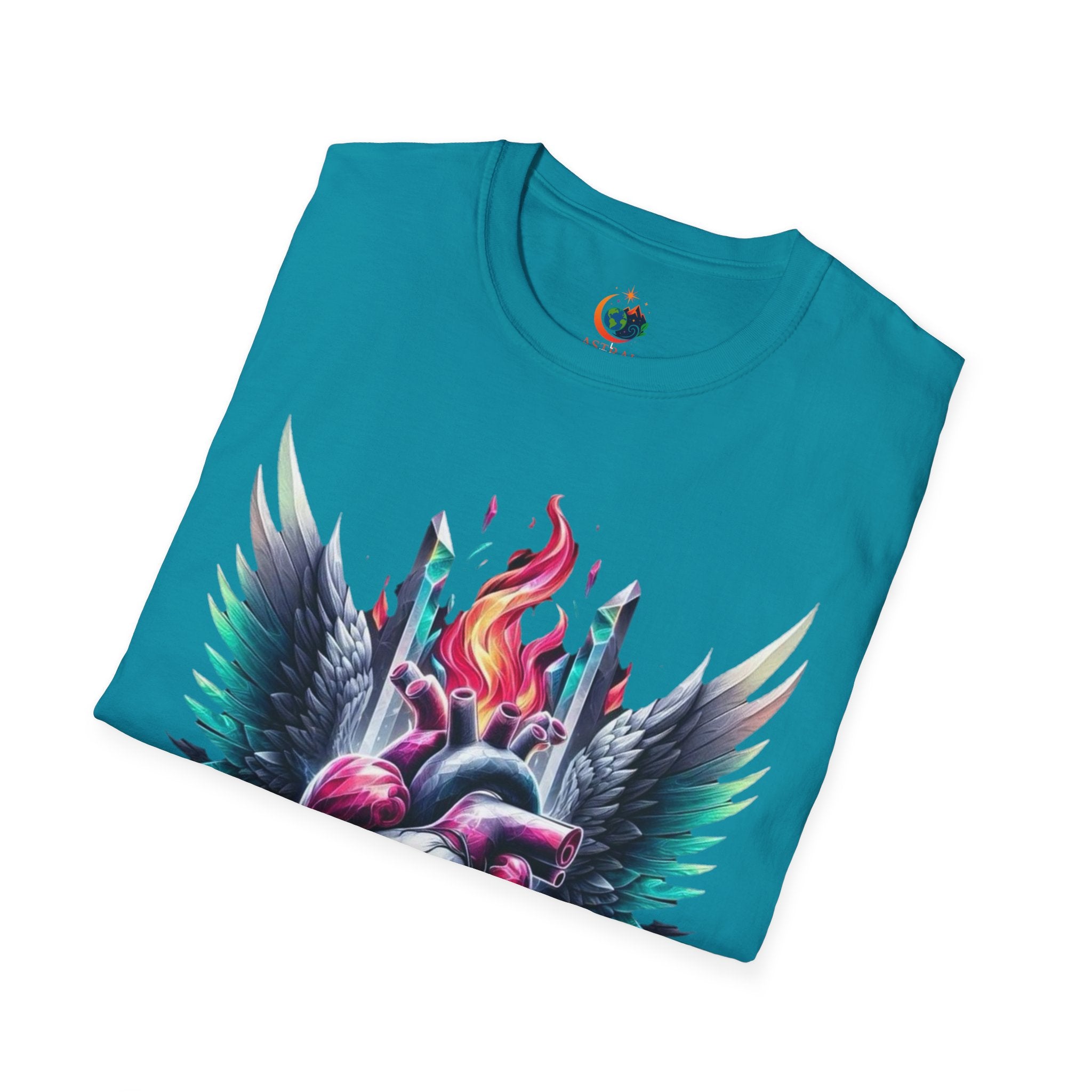 Artistic Heart Wings T-Shirt | Unisex Softstyle Tee, Heart Design Shirt, Graphic Art Tee, Trendy Casual Top, Gift for Art Lovers