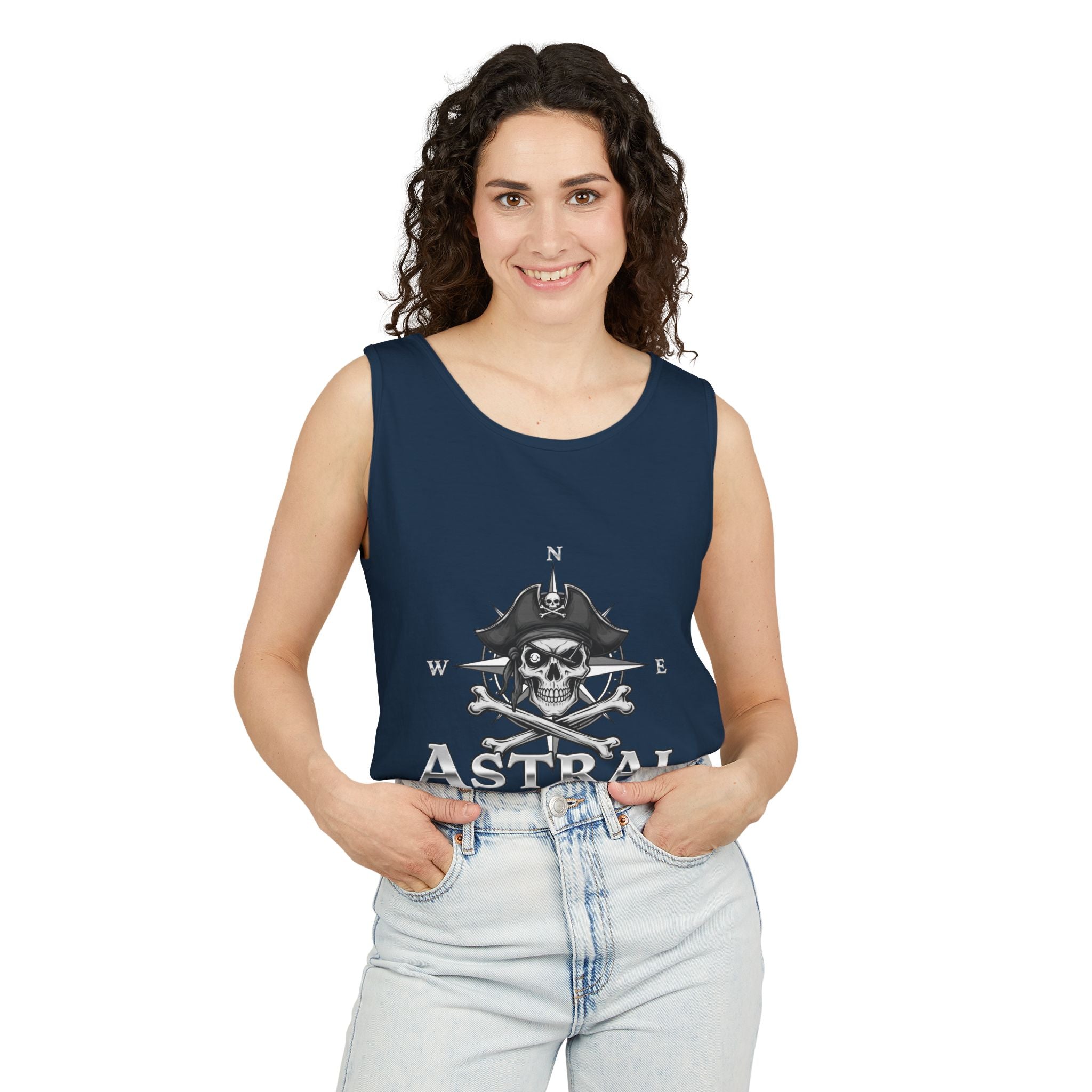 Pirate-Themed Unisex Tank Top | Casual Summer Wear, Beachwear, Gift for Adventurers, Festival Outfit, Astral Earthwear