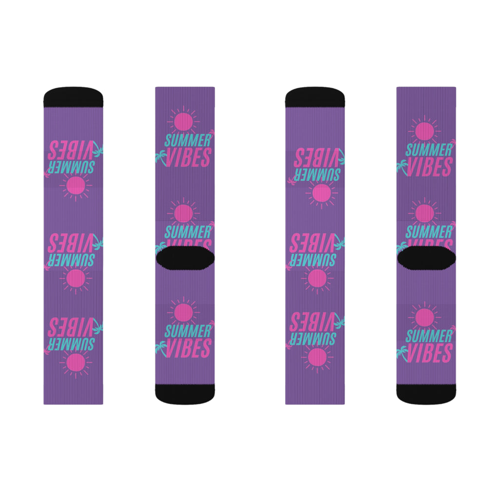 Summer Vibes Sublimation Socks, Fun Colorful Socks, Custom Footwear, Gift for Her, Summer Accessories, Trendy Sock Style