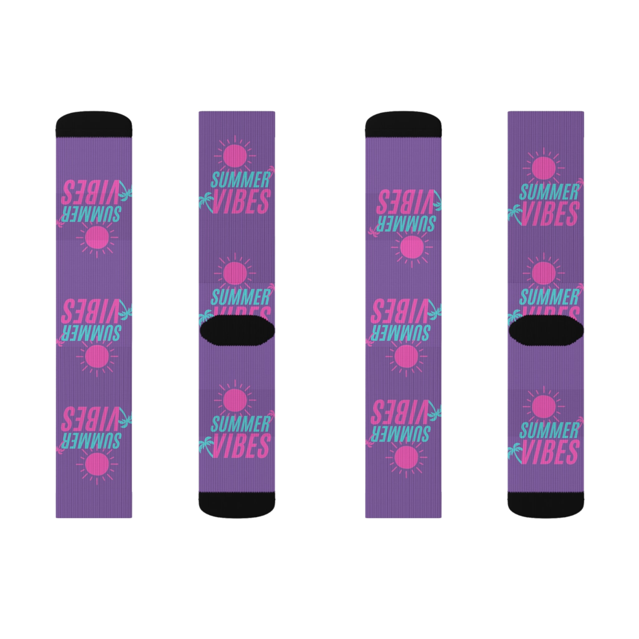 Summer Vibes Sublimation Socks, Fun Colorful Socks, Custom Footwear, Gift for Her, Summer Accessories, Trendy Sock Style