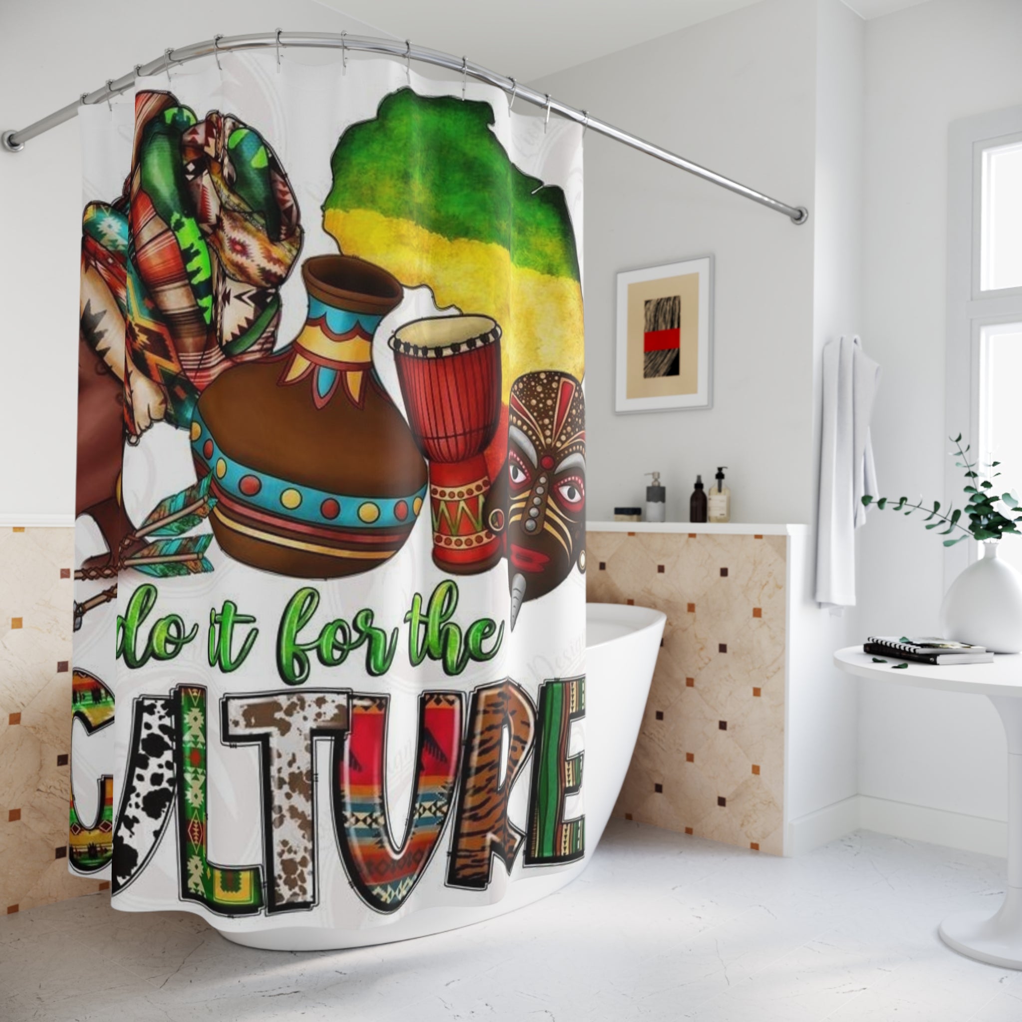Cultural Vibe Shower Curtain - "Do It For The Culture" African Print Decor