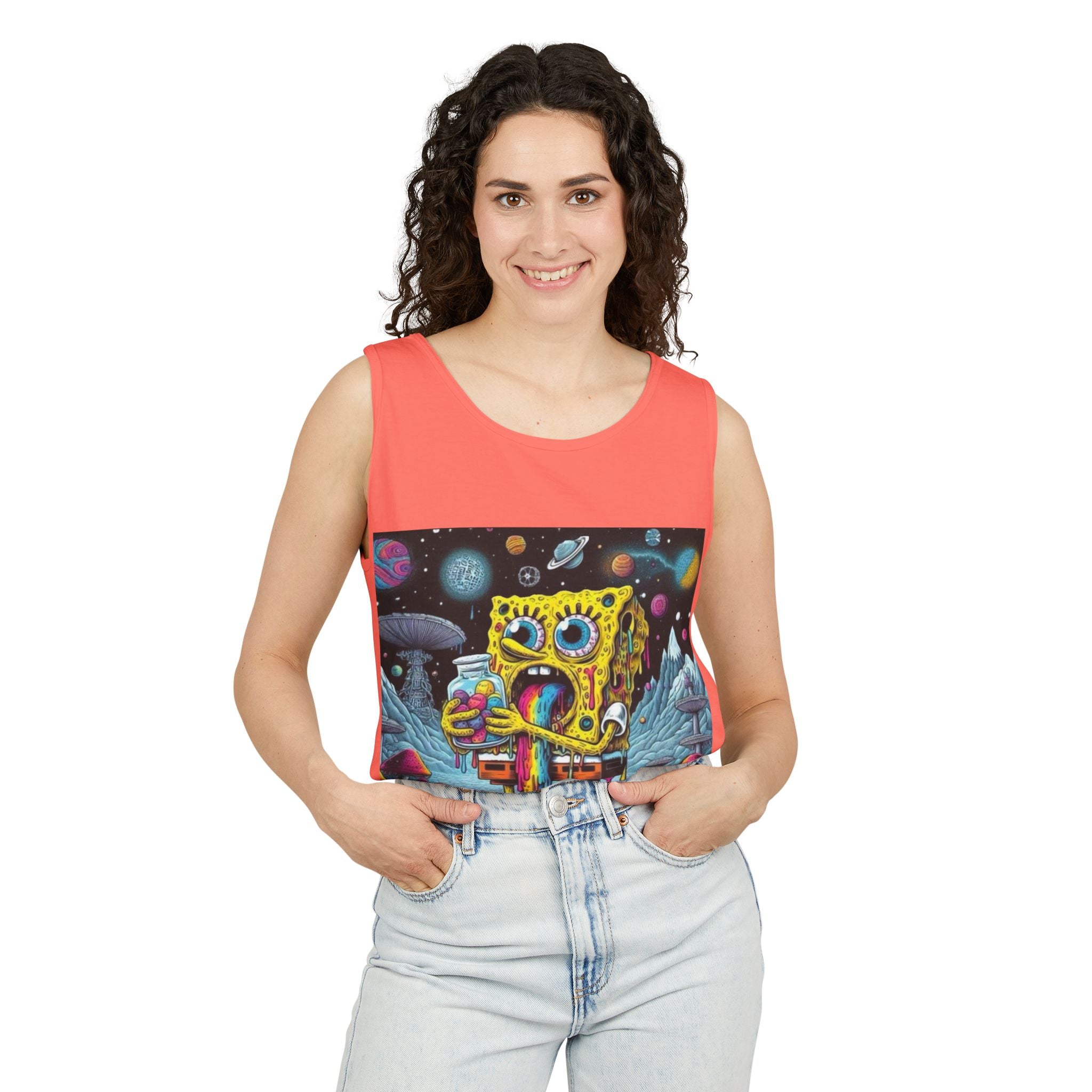 Colorful Spongebob Tank Top - Unisex Garment-Dyed Summer Wear
