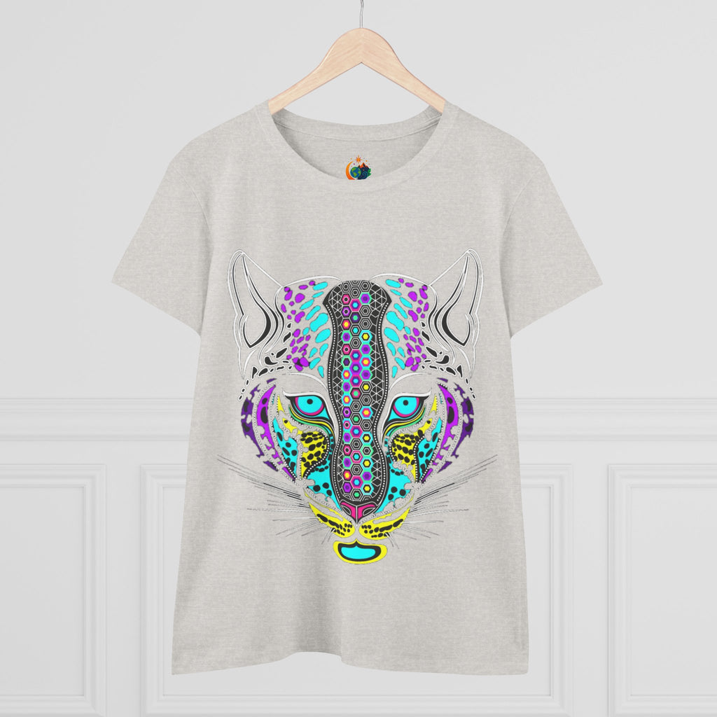 Colorful Tiger Print Women's Cotton Tee, Animal Lover Gift, Casual Wear, Boho Style, Unique Graphic Shirt