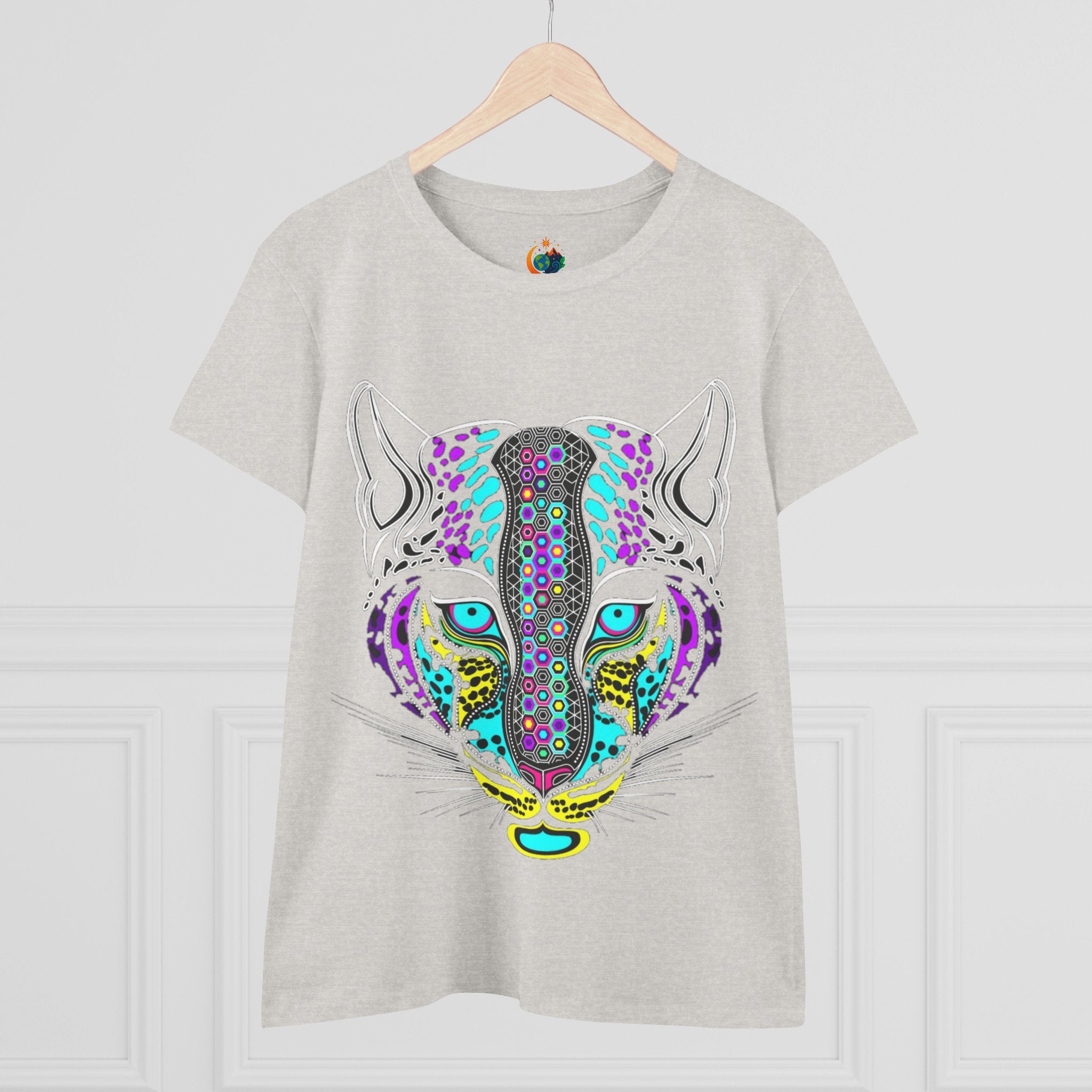 Colorful Tiger Print Women's Cotton Tee, Animal Lover Gift, Casual Wear, Boho Style, Unique Graphic Shirt