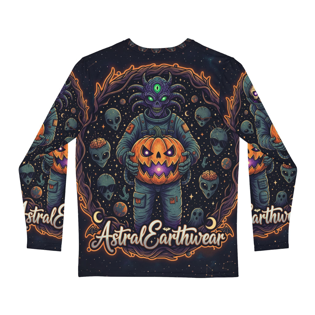 Spooky Astronaut Men's Long Sleeve Shirt | Perfect for Halloween, Cosplay, or Casual Wear, Unique Gift for Space Lovers, Fall Fashion
