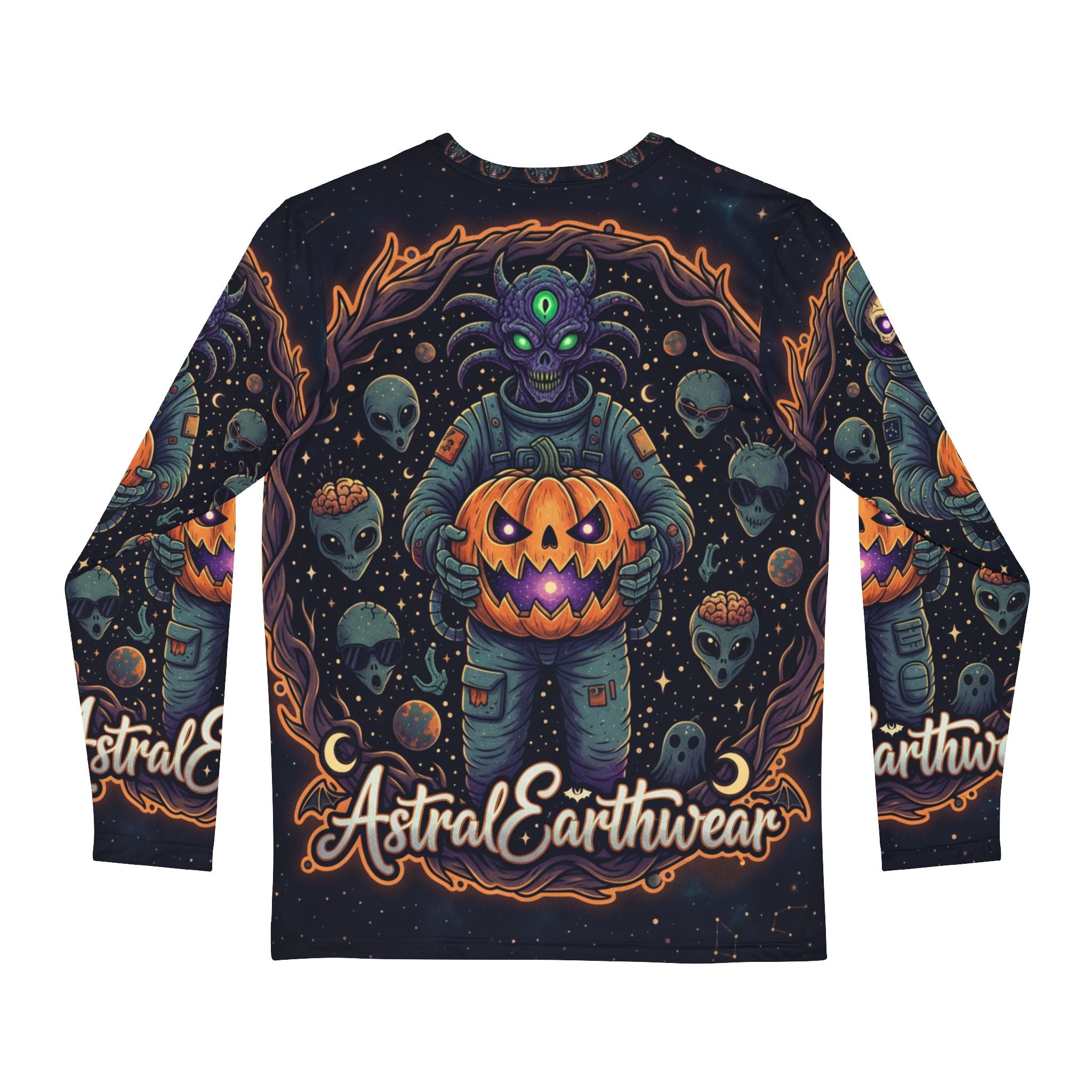 Spooky Astronaut Men's Long Sleeve Shirt | Perfect for Halloween, Cosplay, or Casual Wear, Unique Gift for Space Lovers, Fall Fashion
