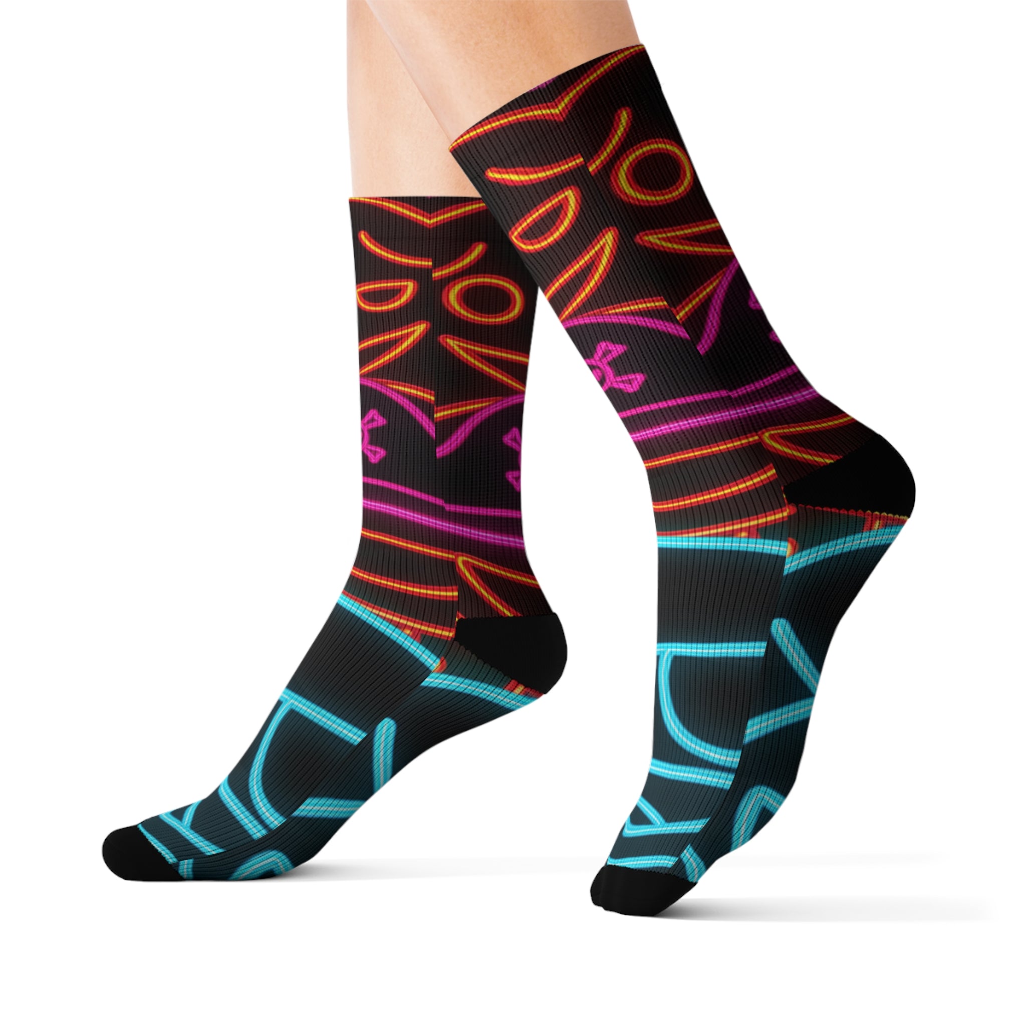 Neon Vibe Sublimation Socks | Funky Colorful Socks for Everyday Wear, Gift for Friends, Festival Accessory, Unique Fashion Statement