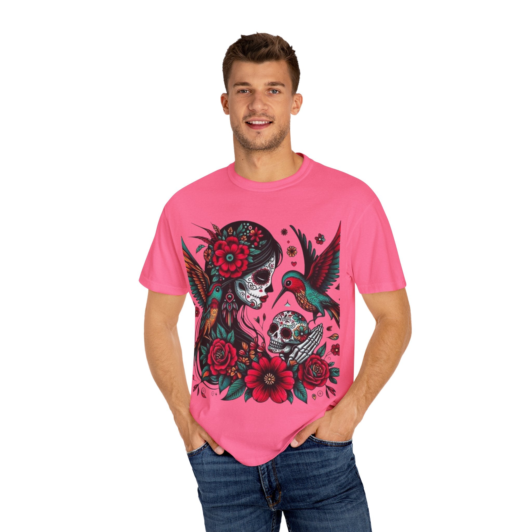 Sugar Skull Floral Unisex T-Shirt - Vibrant Day of the Dead Design