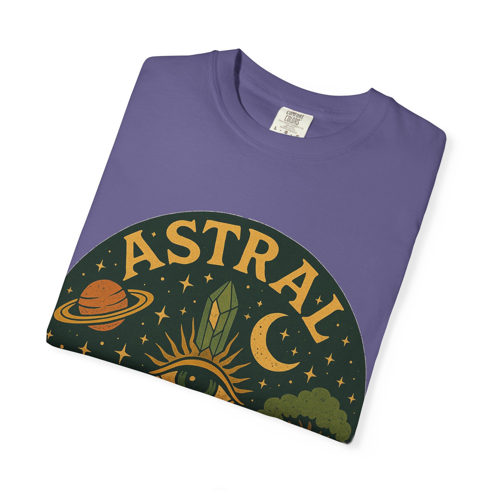 Astral Earthwear Unisex T-Shirt, Boho Graphic Tee, Celestial Design Shirt, Gift for Nature Lovers, Casual Earthy Style