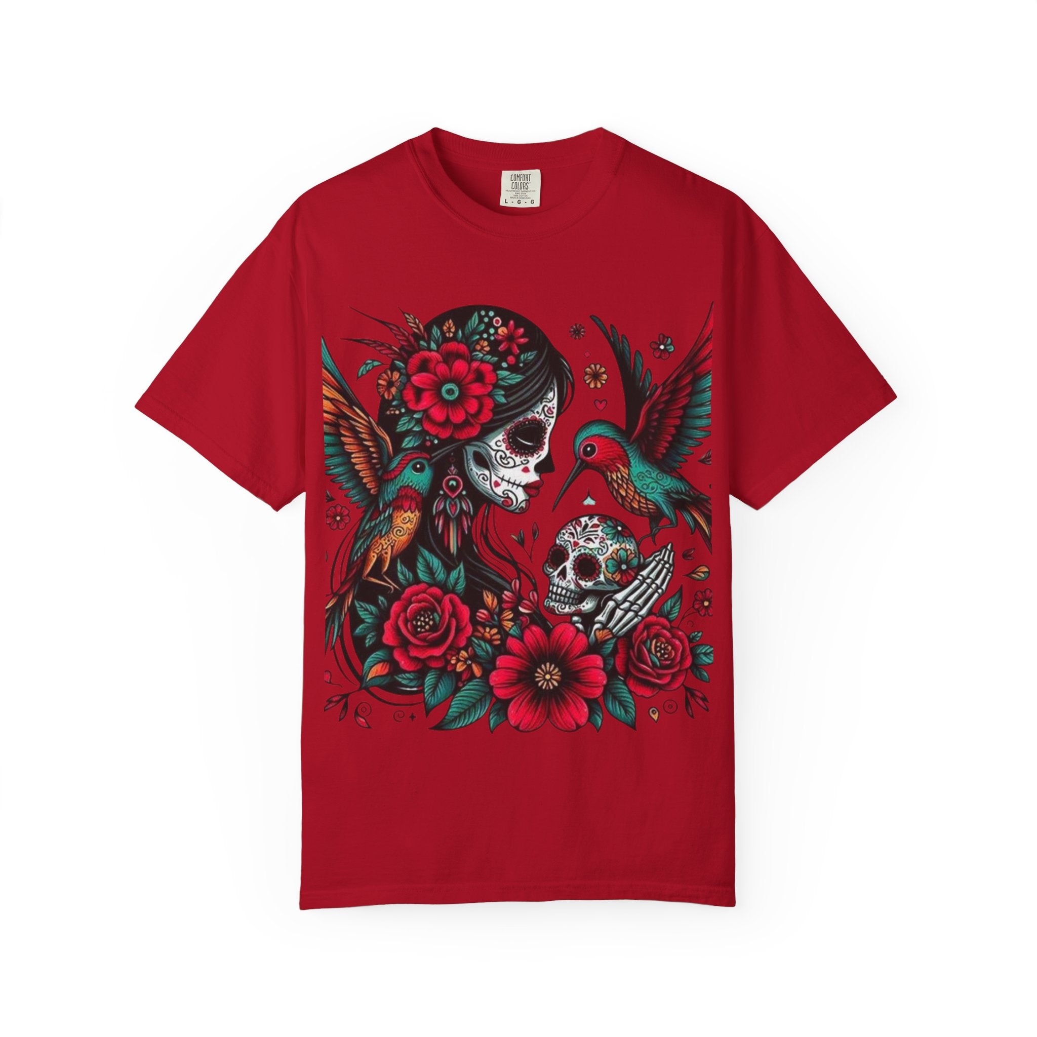 Sugar Skull Floral Unisex T-Shirt - Vibrant Day of the Dead Design