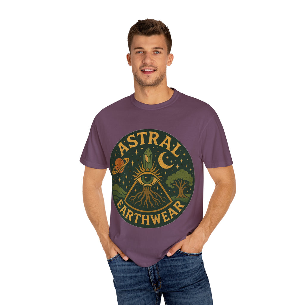 Astral Earthwear Unisex T-Shirt, Boho Graphic Tee, Celestial Design Shirt, Gift for Nature Lovers, Casual Earthy Style