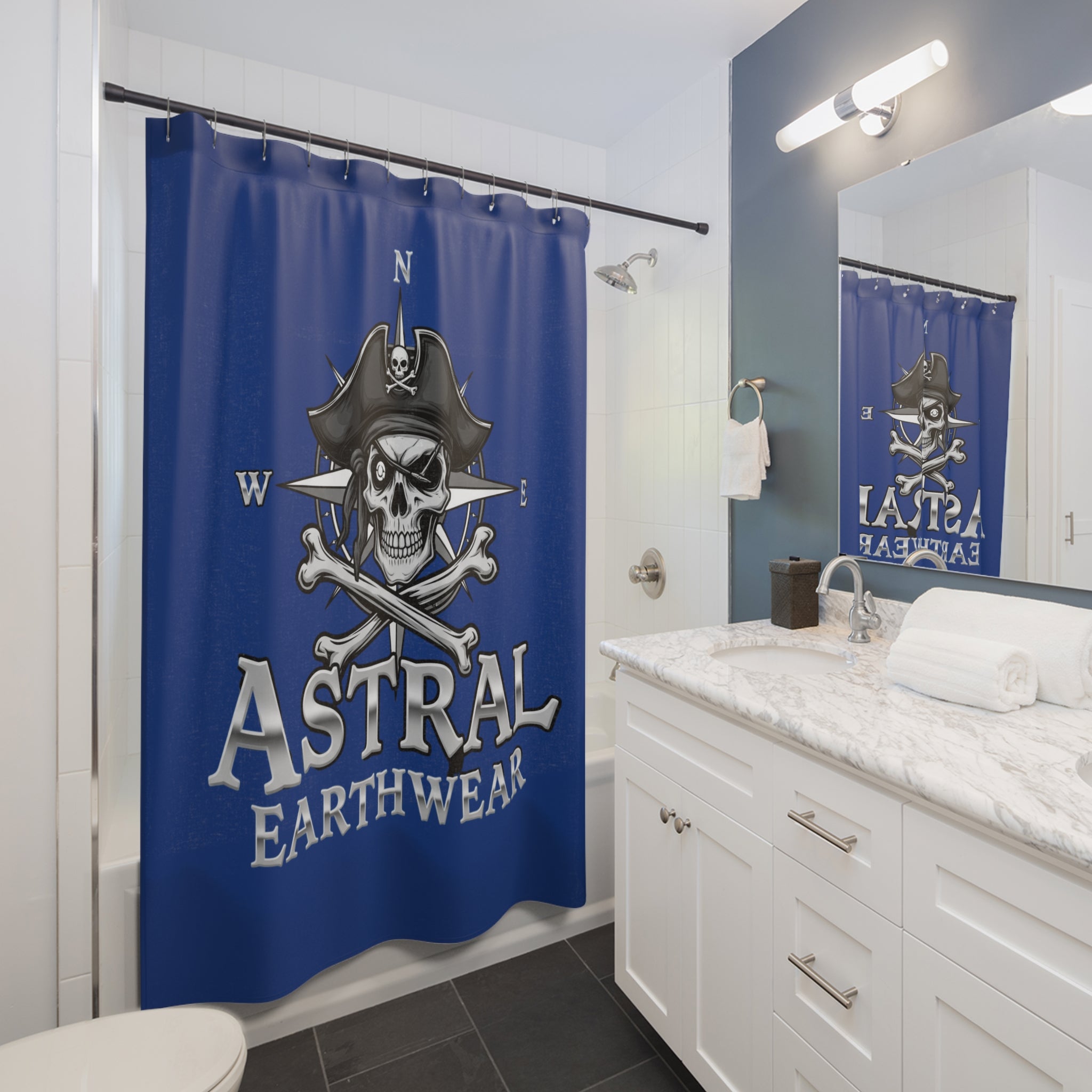 Pirate-Themed Shower Curtain, Nautical Decor, Unique Bathroom Accessories, Ocean Lover Gift, Halloween Decor, Astral Earthwear