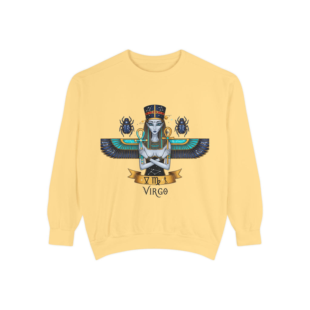 Virgo Goddess Sweatshirt | Unisex Garment-Dyed Hoodie for Astrology Lovers, Cozy Fall Wear, Birthday Gift, Spiritual Apparel