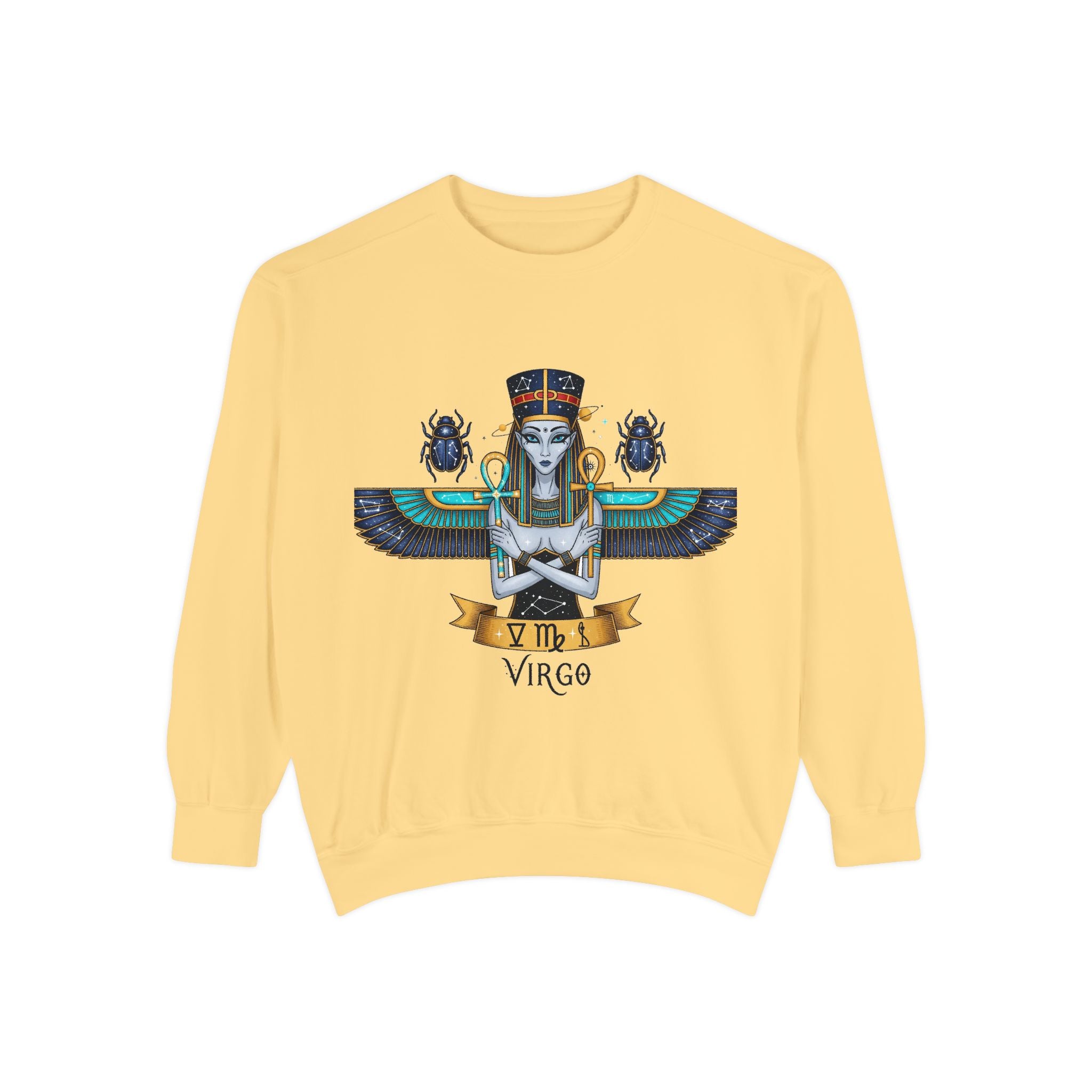 Virgo Goddess Sweatshirt | Unisex Garment-Dyed Hoodie for Astrology Lovers, Cozy Fall Wear, Birthday Gift, Spiritual Apparel
