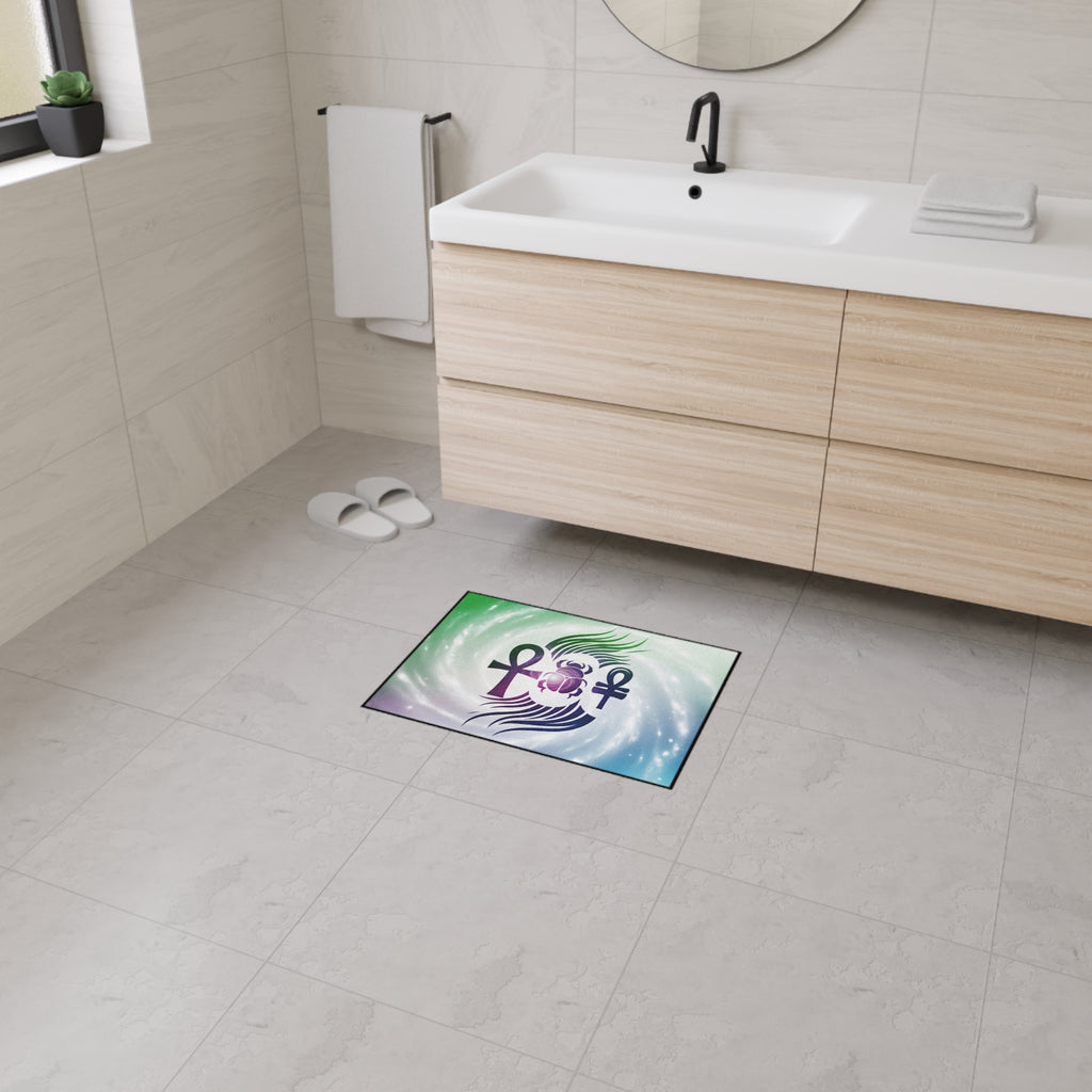 Heavy Duty Floor Mat with Ankh and Scarab Design, Durable Home Décor, Bohemian Style Rug, Yoga Mat, Entryway Mat, Summer Gift Ideas