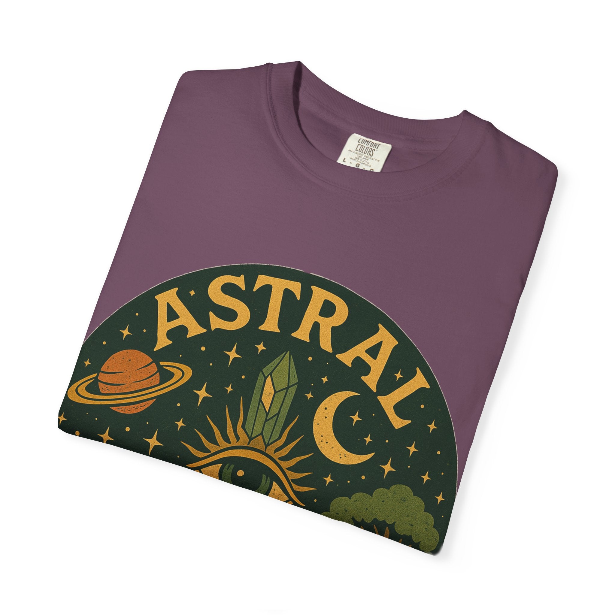 Astral Earthwear Unisex T-Shirt, Boho Graphic Tee, Celestial Design Shirt, Gift for Nature Lovers, Casual Earthy Style