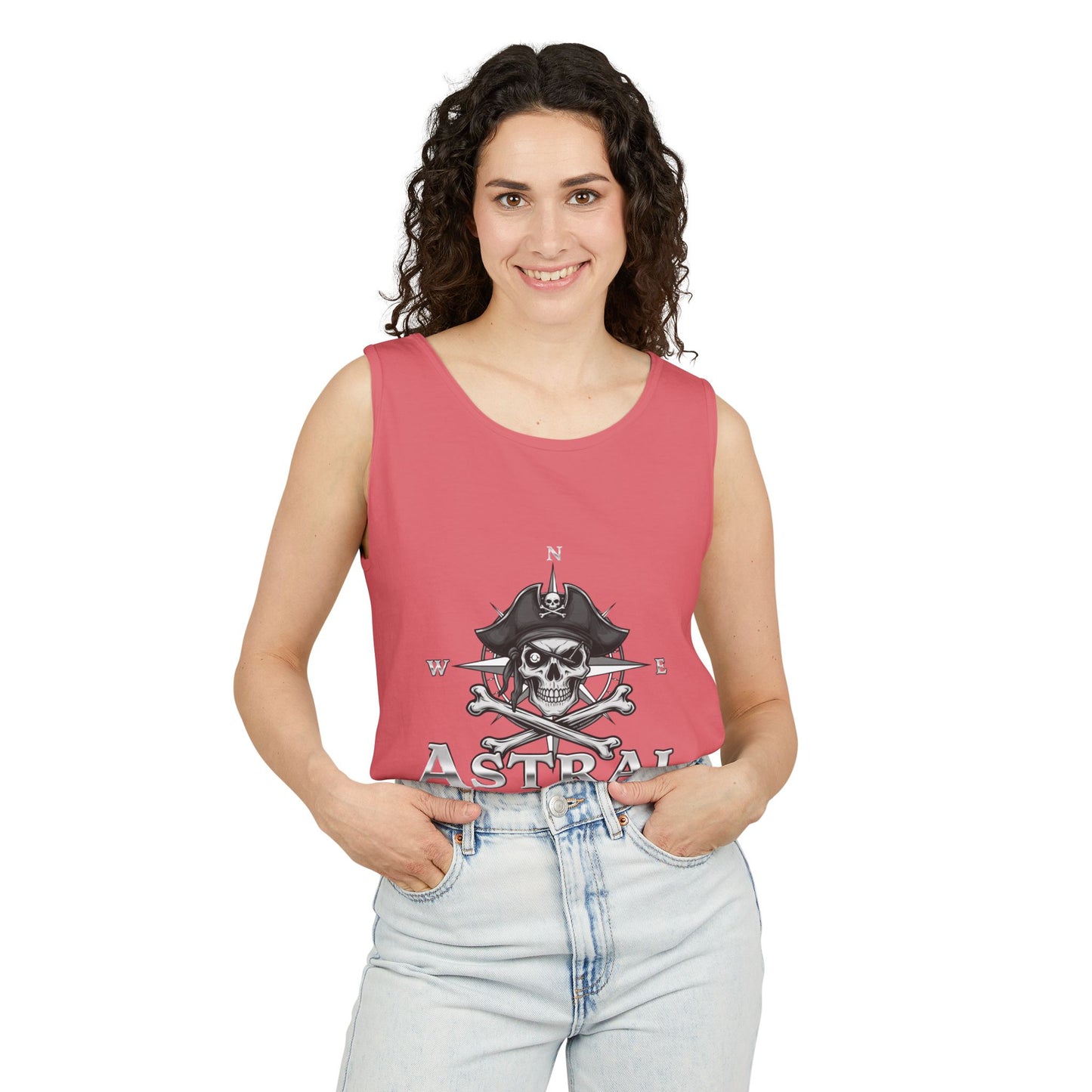 Pirate-Themed Unisex Tank Top | Casual Summer Wear, Beachwear, Gift for Adventurers, Festival Outfit, Astral Earthwear