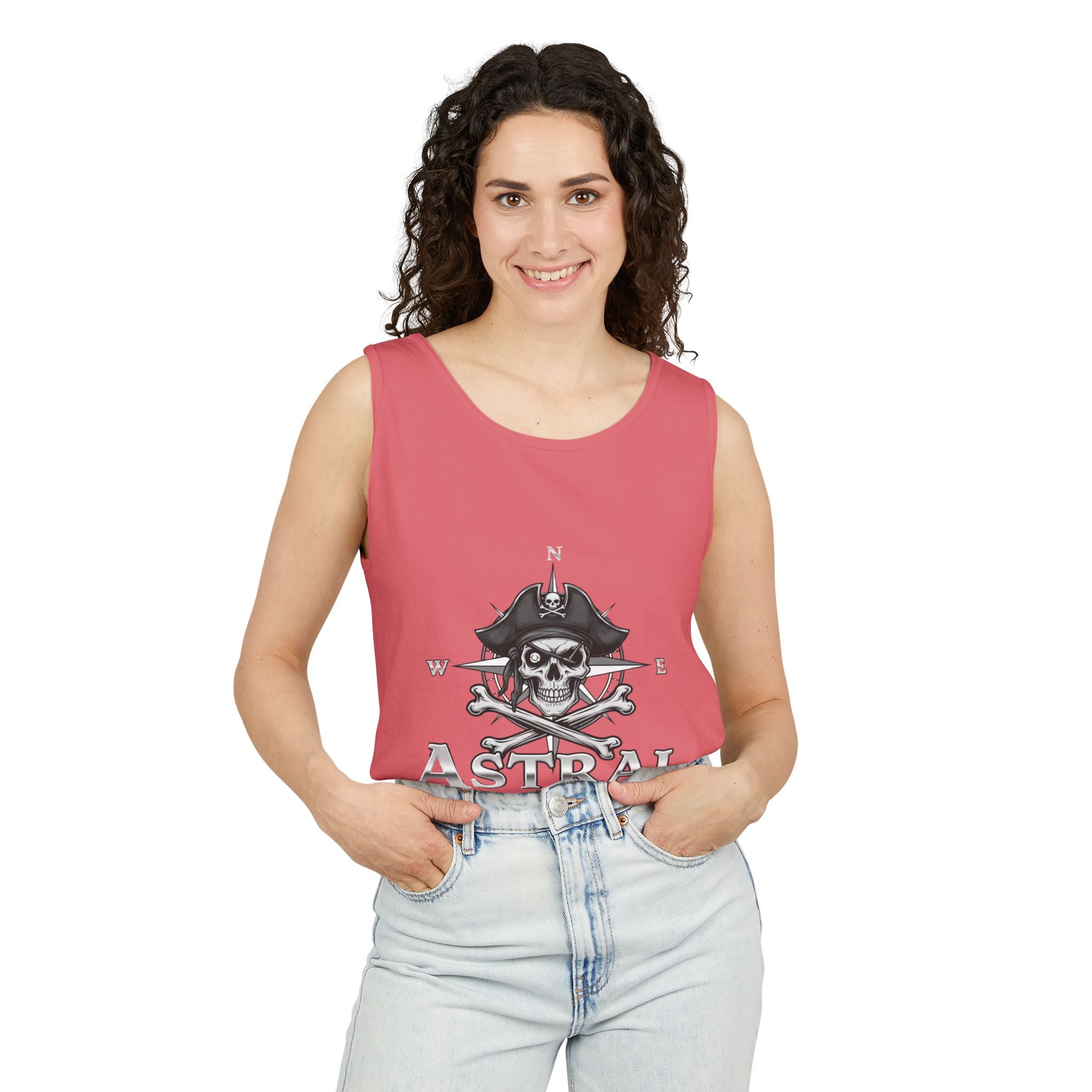 Pirate-Themed Unisex Tank Top | Casual Summer Wear, Beachwear, Gift for Adventurers, Festival Outfit, Astral Earthwear