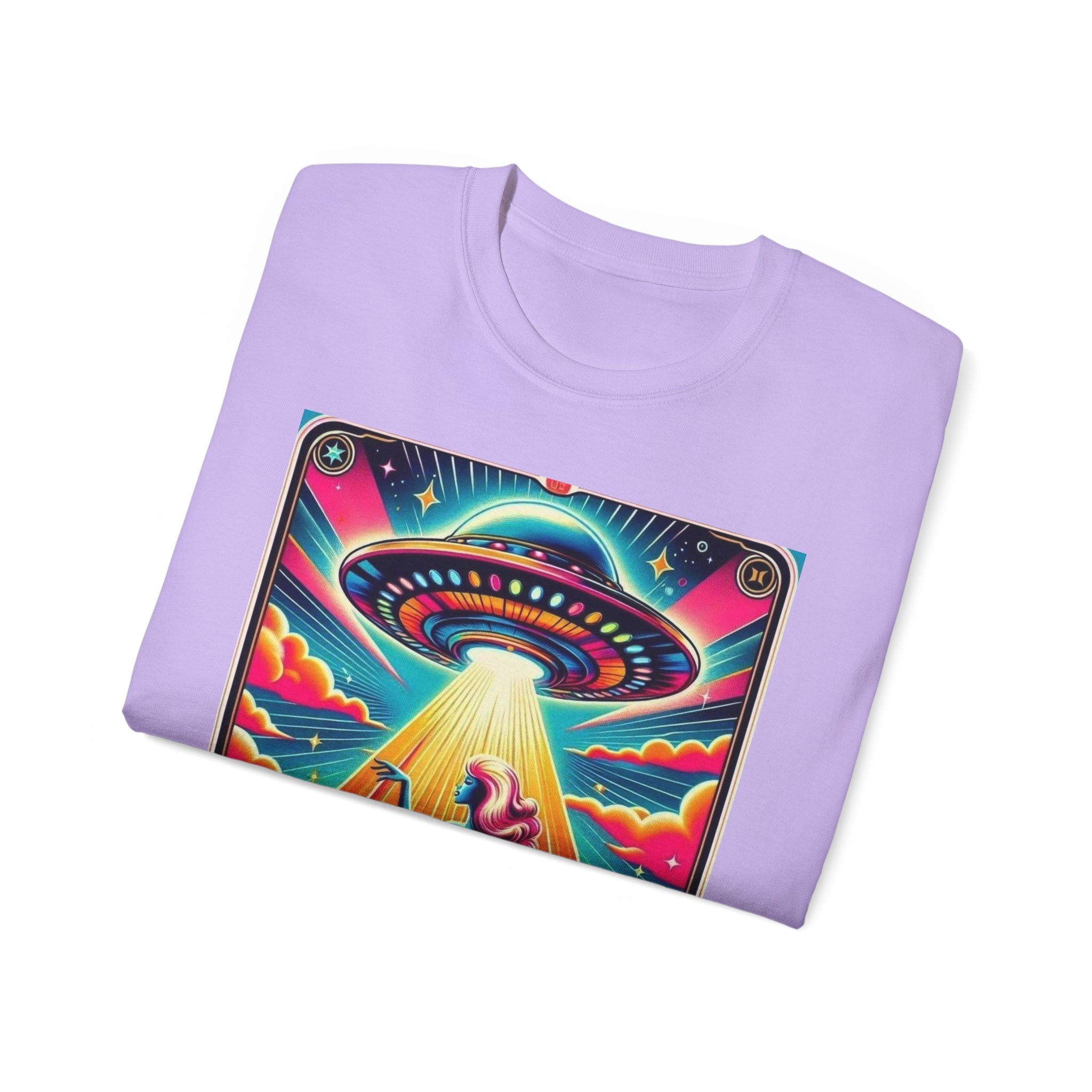 Colorful UFO Graphic Tee, Retro Alien Shirt, Unisex Cotton T-Shirt, Fun Casual Wear, Gifts for Space Lovers, Festival Top