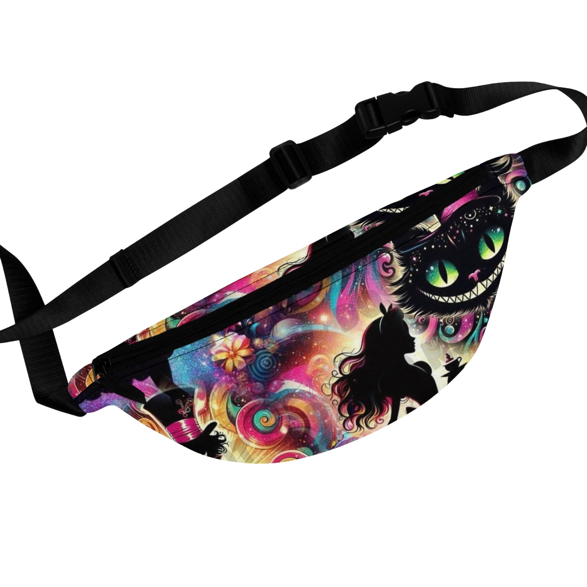 Psychedelic Fanny Pack, Colorful Waist Bag for Festivals, Boho Style Bag, Unique Accessories for Music Lovers, Cat Lover Gift