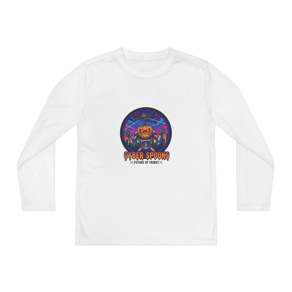 Youth Spooky Long Sleeve Tee, Halloween Shirt, Comfortable Boys' Shirt, Cute Ghost Apparel, Kids' Halloween Costume