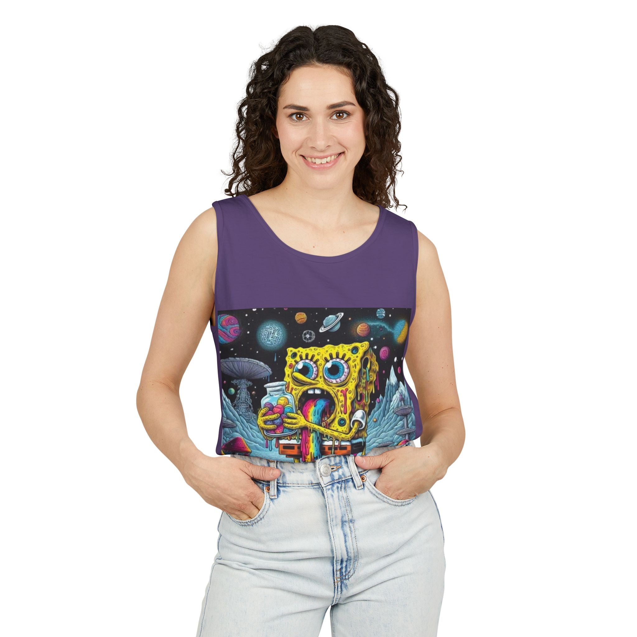 Colorful Spongebob Tank Top - Unisex Garment-Dyed Summer Wear