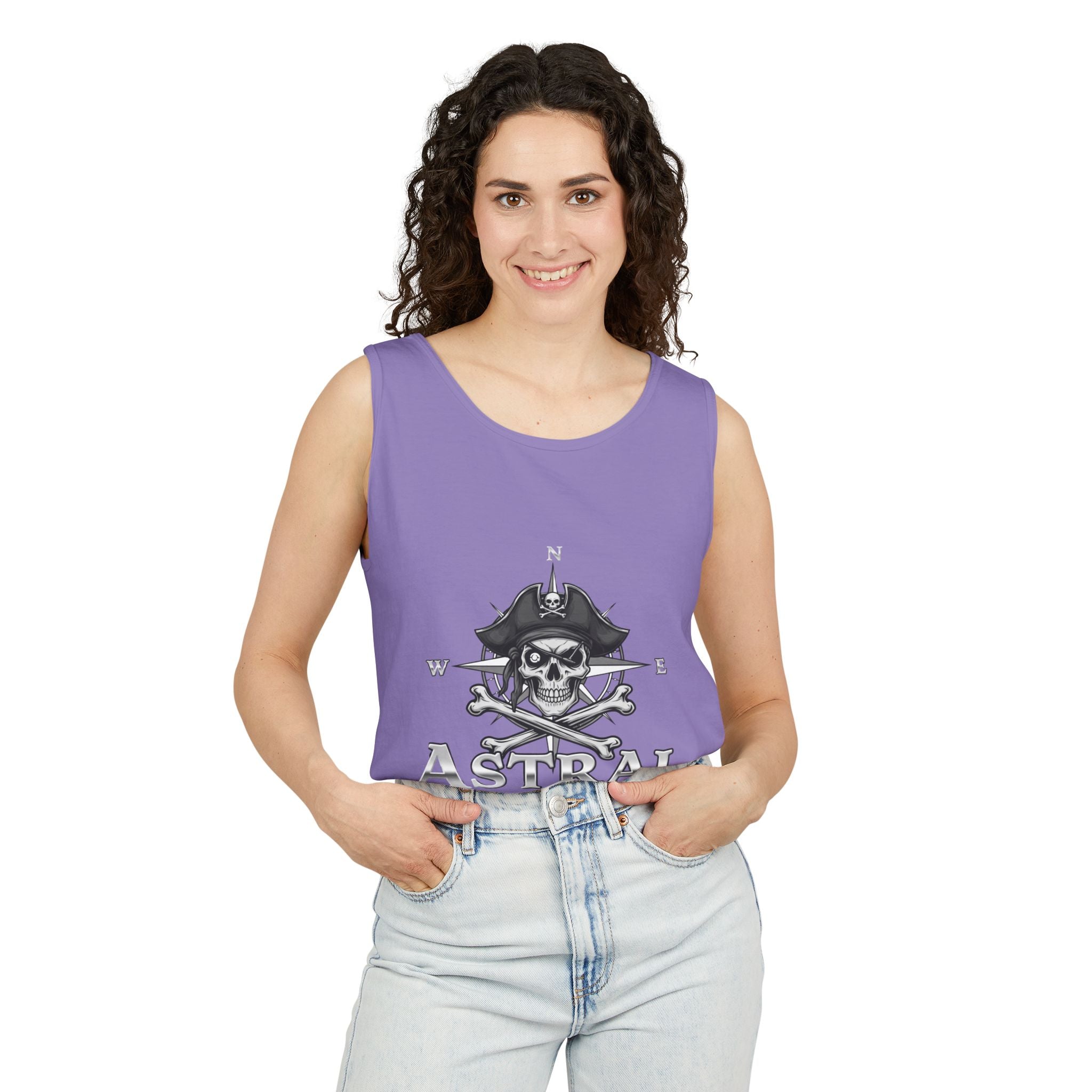 Pirate-Themed Unisex Tank Top | Casual Summer Wear, Beachwear, Gift for Adventurers, Festival Outfit, Astral Earthwear