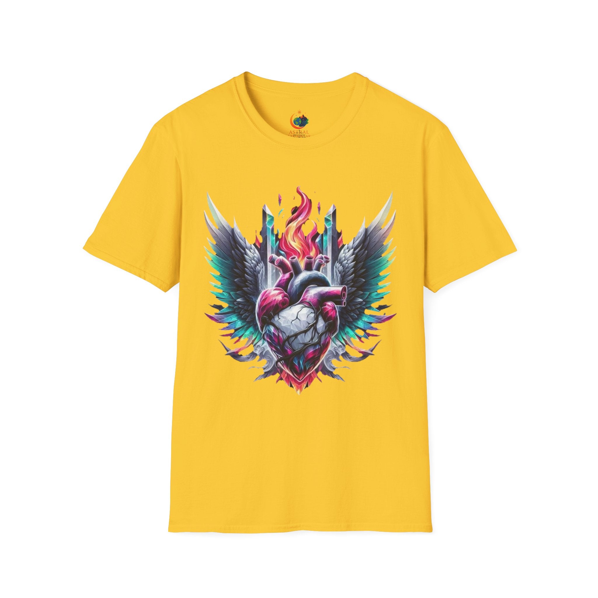 Artistic Heart Wings T-Shirt | Unisex Softstyle Tee, Heart Design Shirt, Graphic Art Tee, Trendy Casual Top, Gift for Art Lovers
