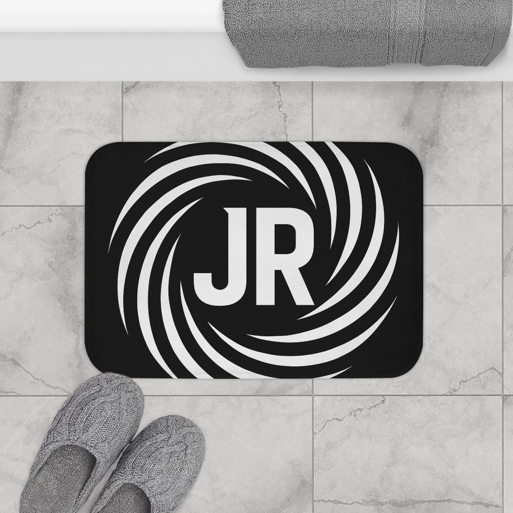 Stylish Monogram Bath Mat with Swirl Design, Personalized Bathroom Decor, Cozy Bath Accessory, Gift for Home, Modern Shower Rug