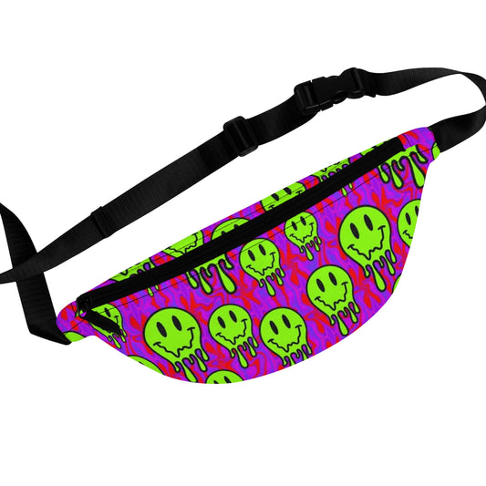 Vibrant Graphic Fanny Pack - Perfect for Festivals, Travel, and Everyday Use, Stylish Accessory, Trendy Utility Bag, Neon Smile Design