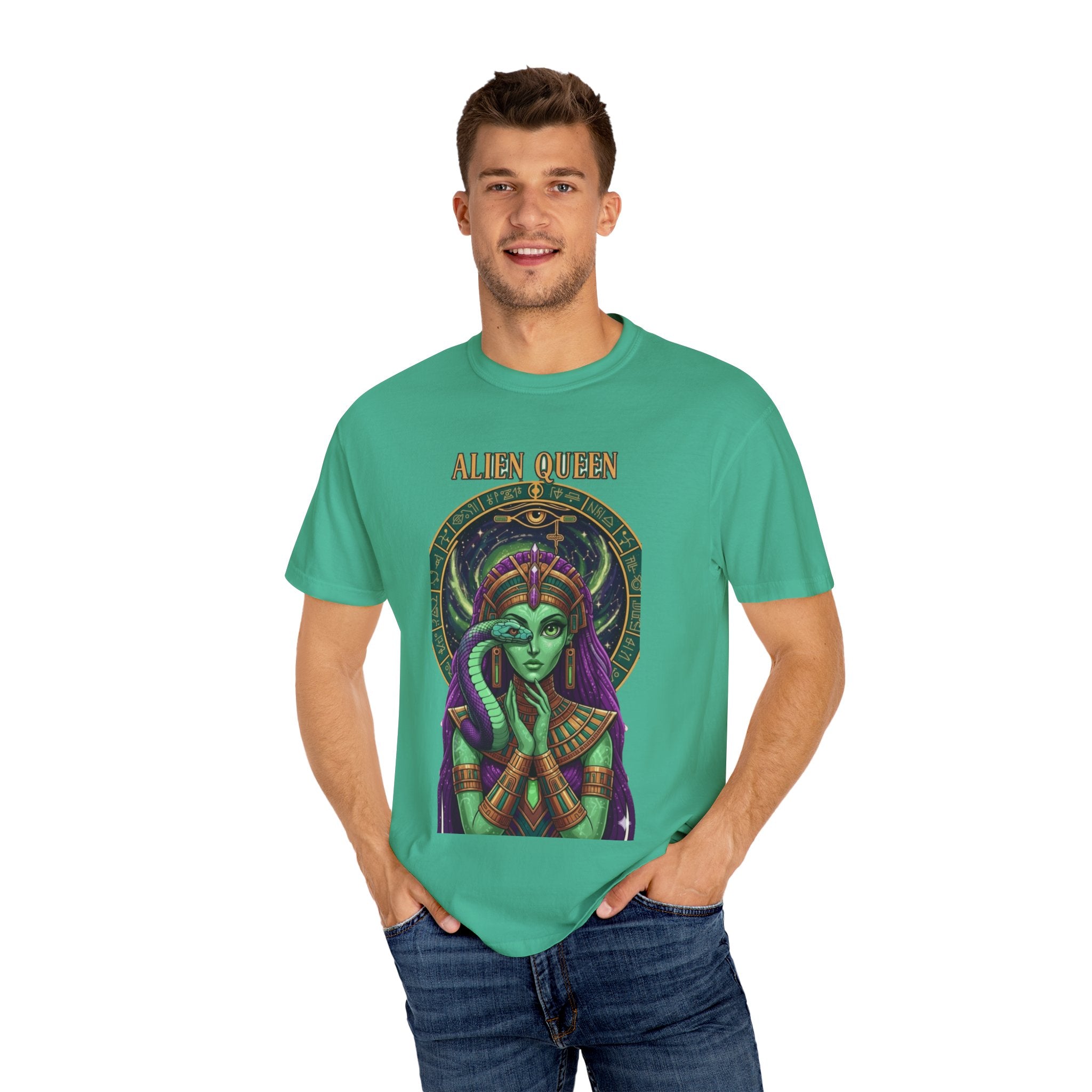 Alien Queen T-Shirt, Unisex Graphic Tee, Vintage-Style Apparel, Space-Themed Gift, Cool Casual Wear, Festival Fashion, Unique Gift Idea