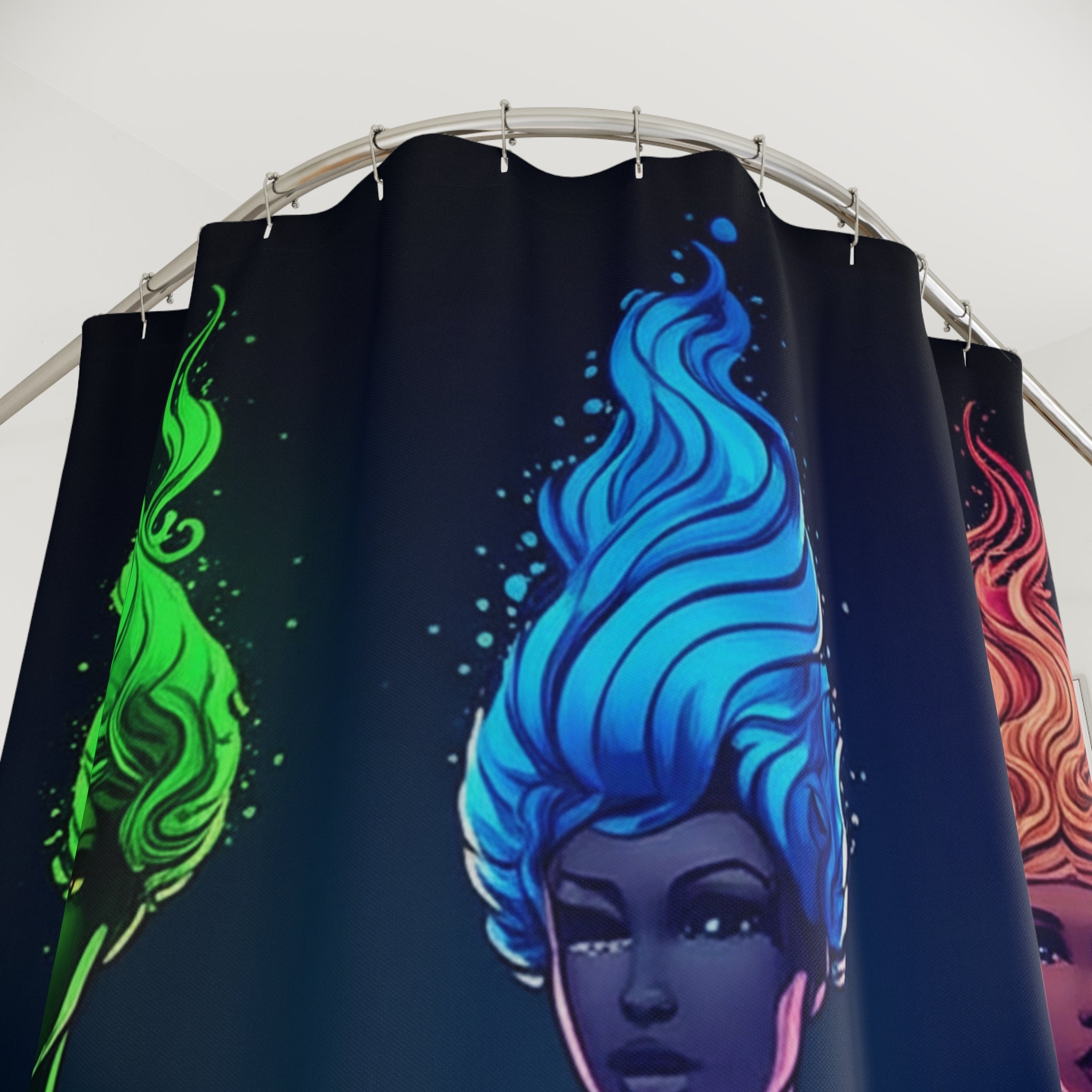 Vibrant Fantasy Shower Curtains - Colorful Fire Element Designs, Bathroom Decor, Gift for Art Lovers, Boho Home Style, Unique Gifts