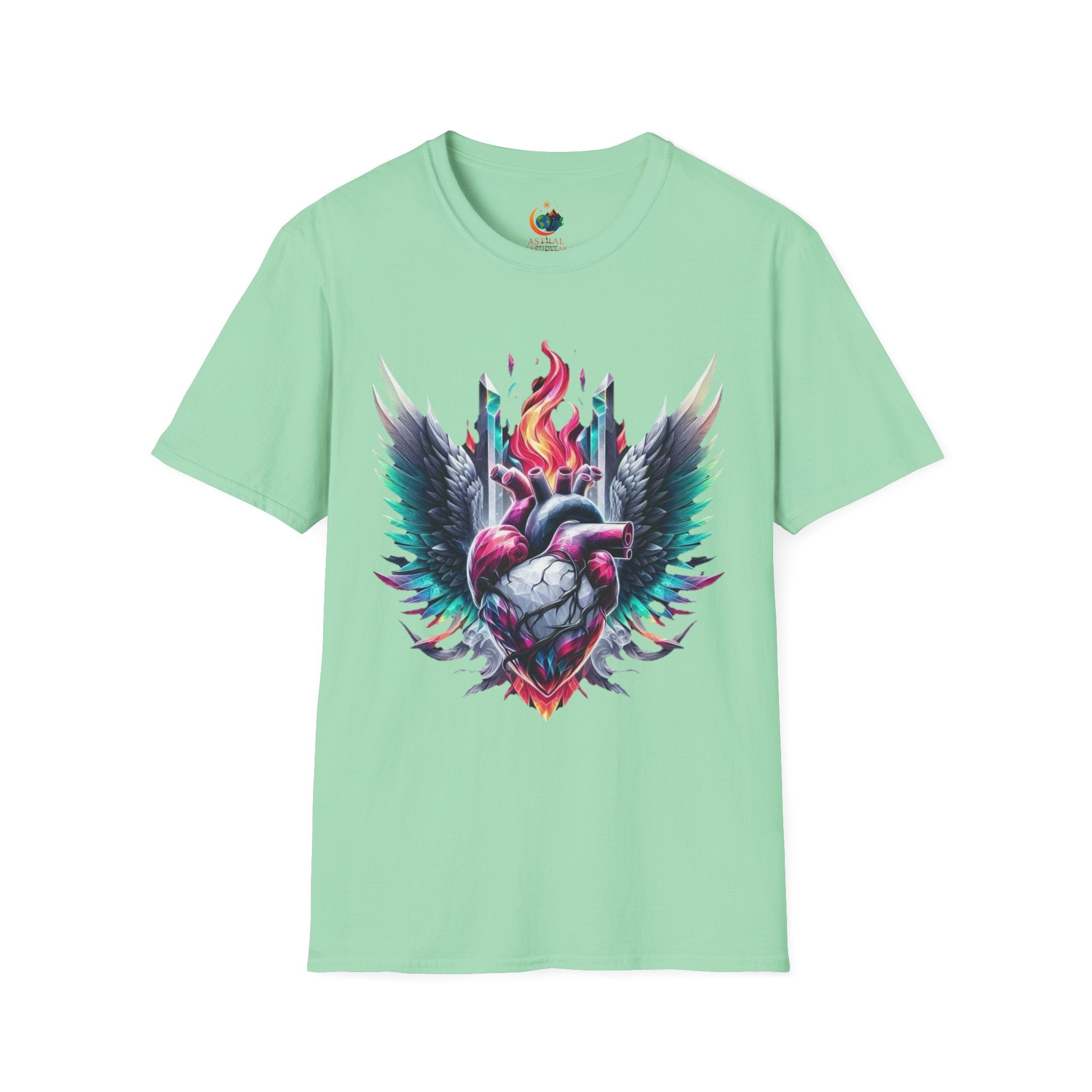 Artistic Heart Wings T-Shirt | Unisex Softstyle Tee, Heart Design Shirt, Graphic Art Tee, Trendy Casual Top, Gift for Art Lovers