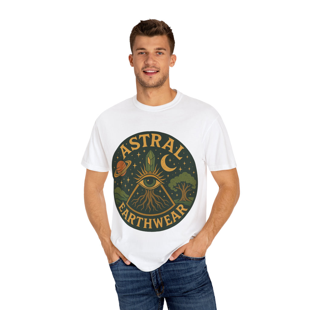 Astral Earthwear Unisex T-Shirt, Boho Graphic Tee, Celestial Design Shirt, Gift for Nature Lovers, Casual Earthy Style