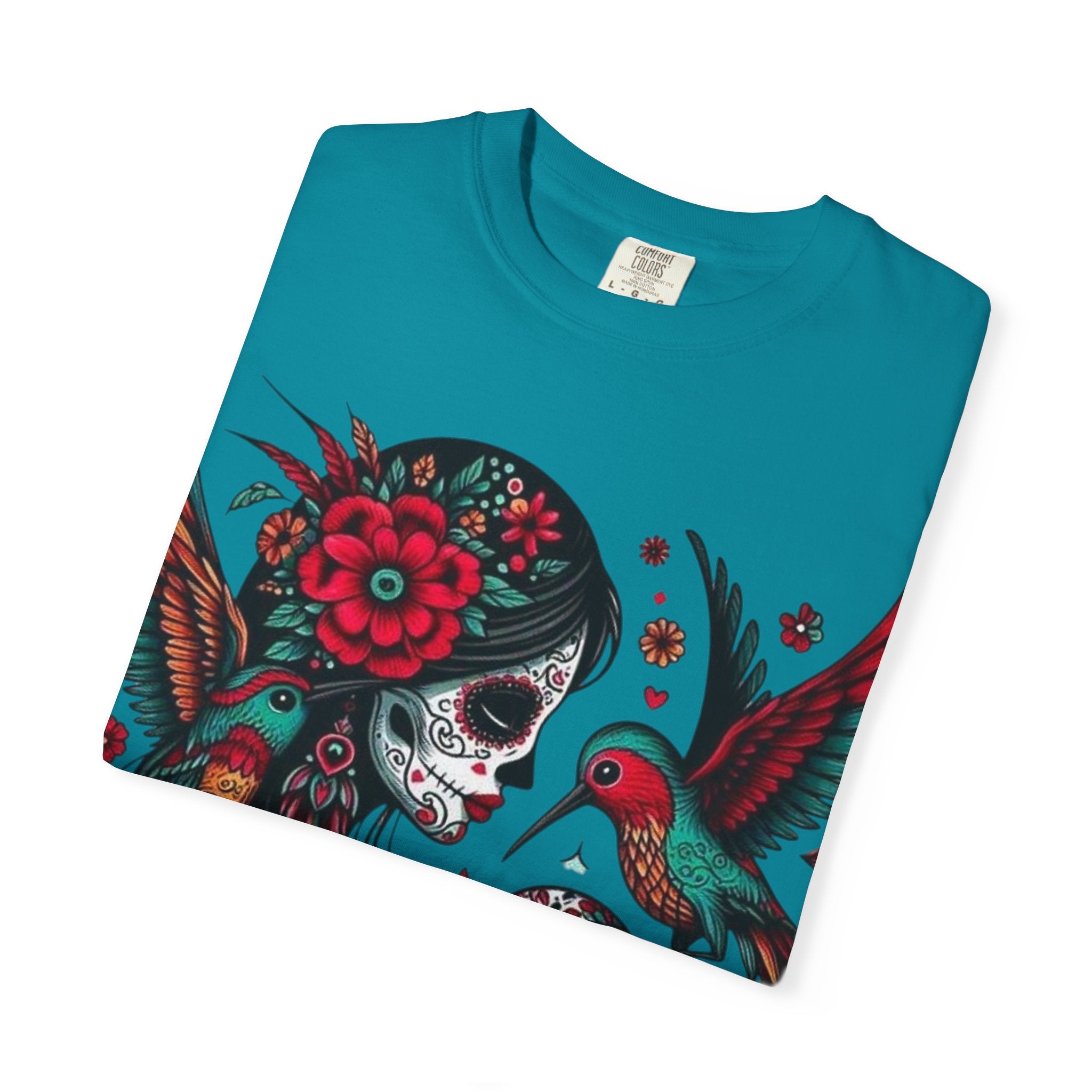 Sugar Skull Floral Unisex T-Shirt - Vibrant Day of the Dead Design