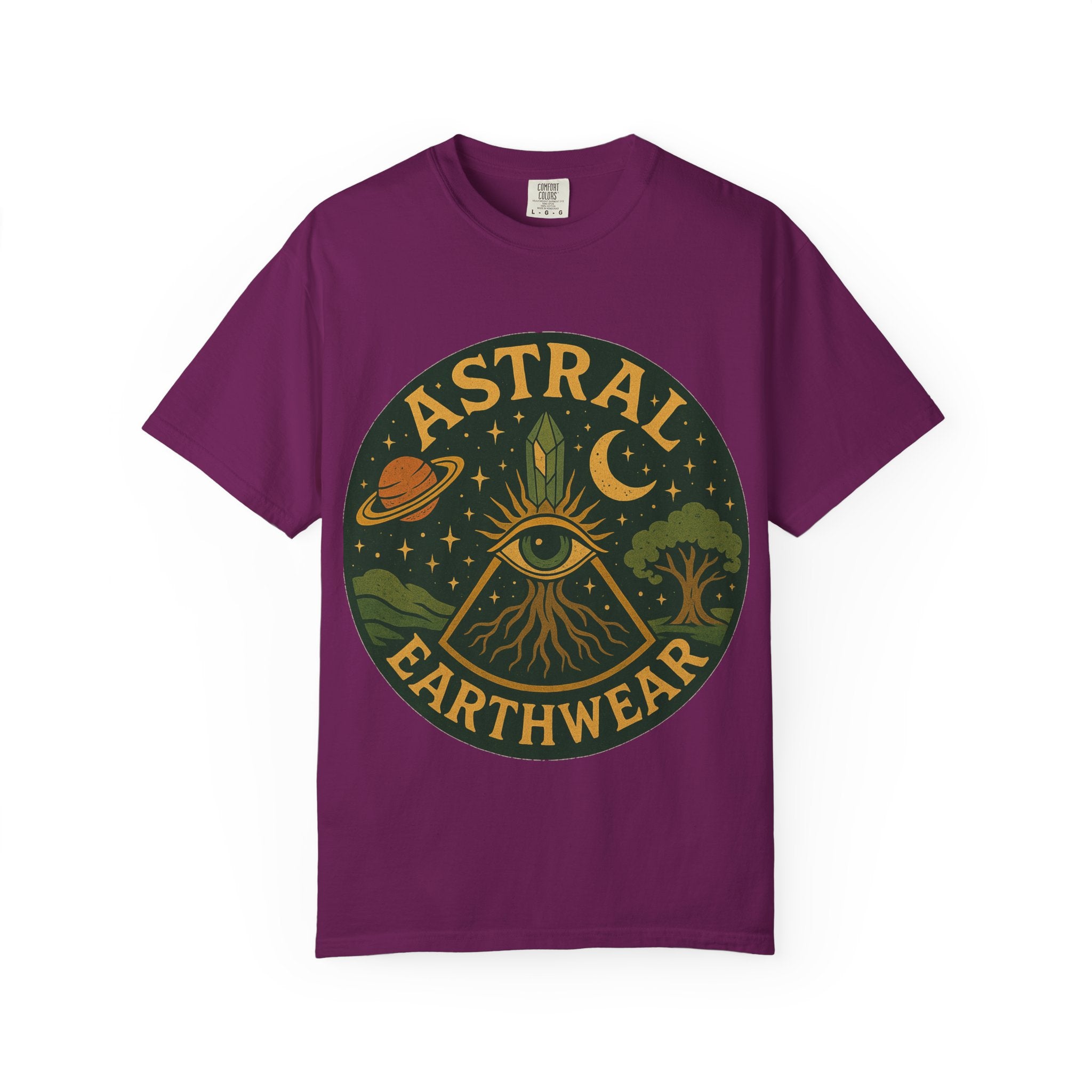 Astral Earthwear Unisex T-Shirt, Boho Graphic Tee, Celestial Design Shirt, Gift for Nature Lovers, Casual Earthy Style