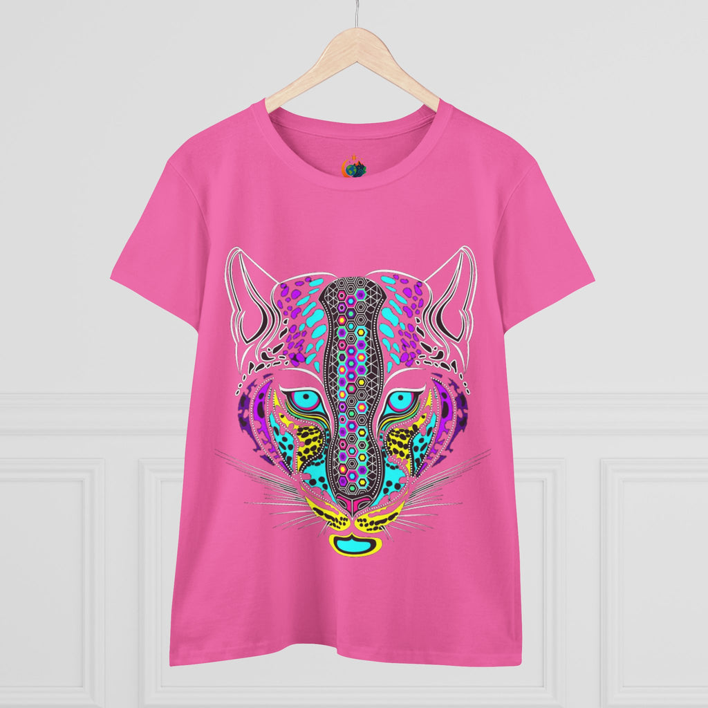 Colorful Tiger Print Women's Cotton Tee, Animal Lover Gift, Casual Wear, Boho Style, Unique Graphic Shirt