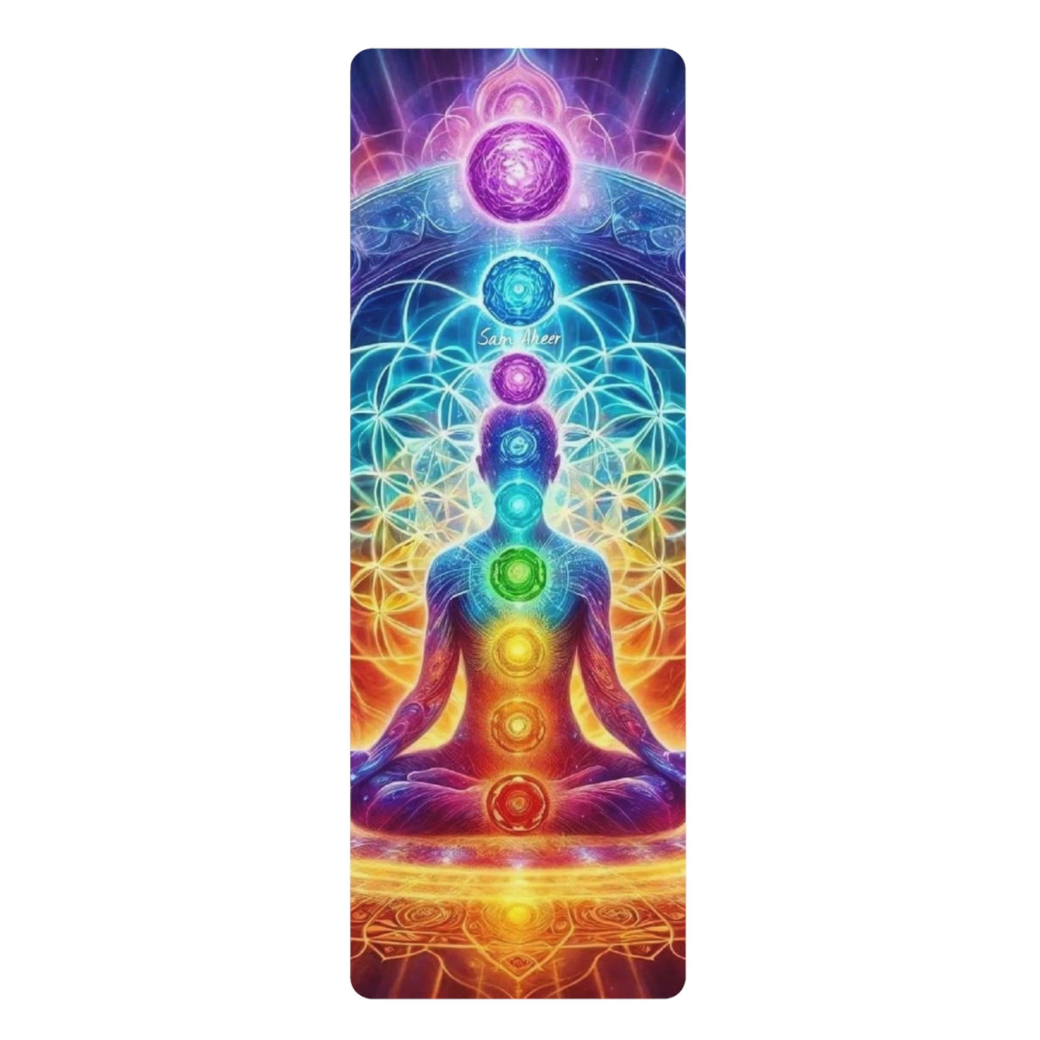 Mandala Chakra Rubber Yoga Mat - Colorful Meditation, Chakra Alignment, Eco-Friendly Fitness, Home Workout, Yoga Gift