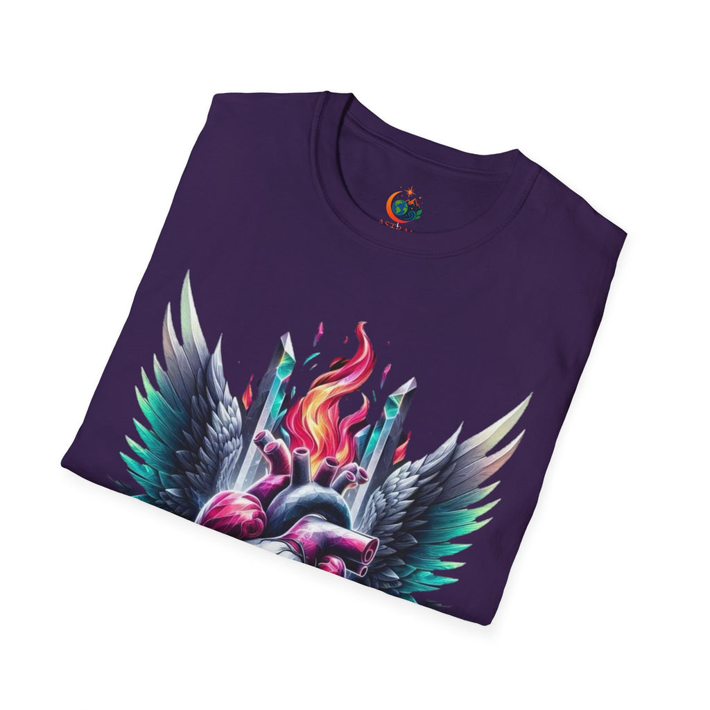 Artistic Heart Wings T-Shirt | Unisex Softstyle Tee, Heart Design Shirt, Graphic Art Tee, Trendy Casual Top, Gift for Art Lovers