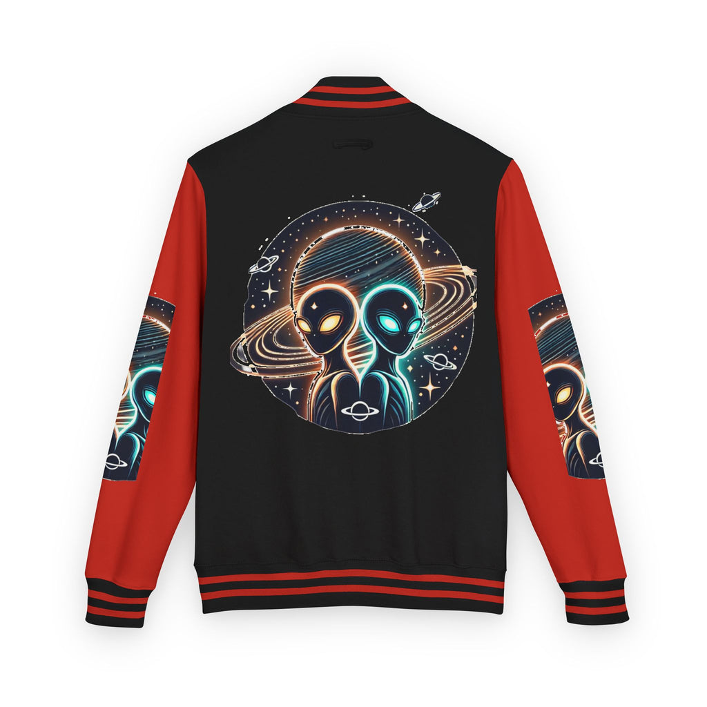 Cosmic Alien Letterman Jacket | Vintage Style Outerwear, Trendy Unisex Jacket, Space Theme Apparel, Perfect for Cosplay or Gift