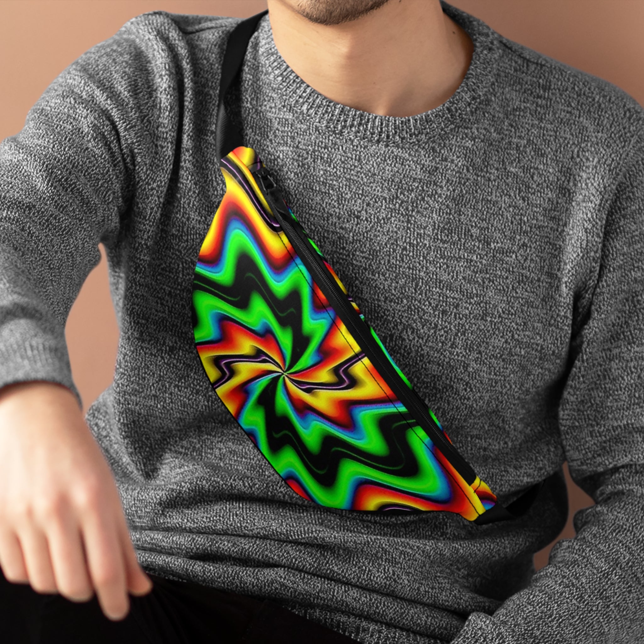 Vibrant Psychedelic Fanny Pack - Festival Essential, Colorful Waist Bag, Trendy Accessory for Travel, Outdoor, Concerts, Unique Gift