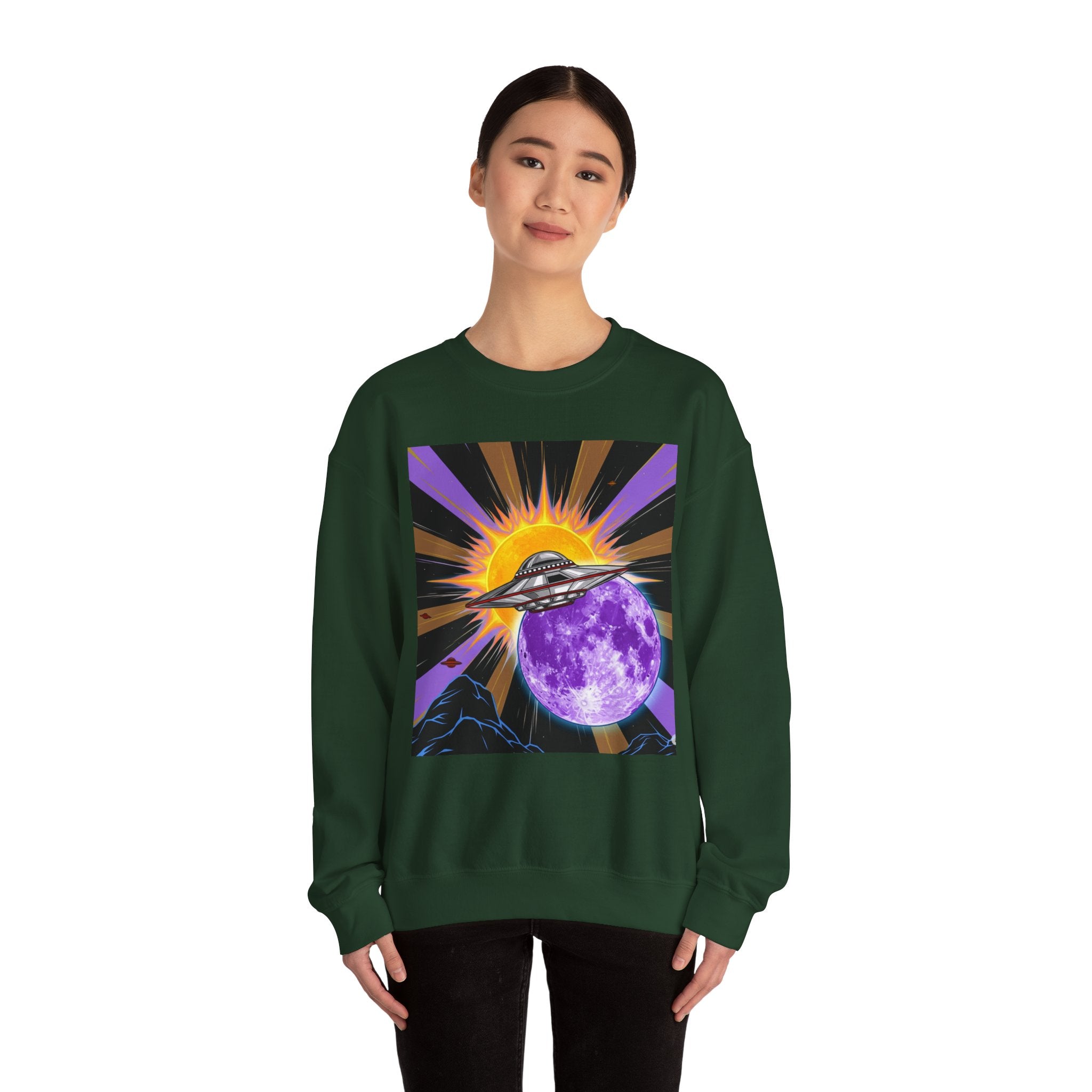 Cosmic Vibes Crewneck Sweatshirt, UFO Graphic Sweatshirt, Unisex Space Sweatshirt, Retro Astronaut Apparel, Gifts for Space Lovers, [...]