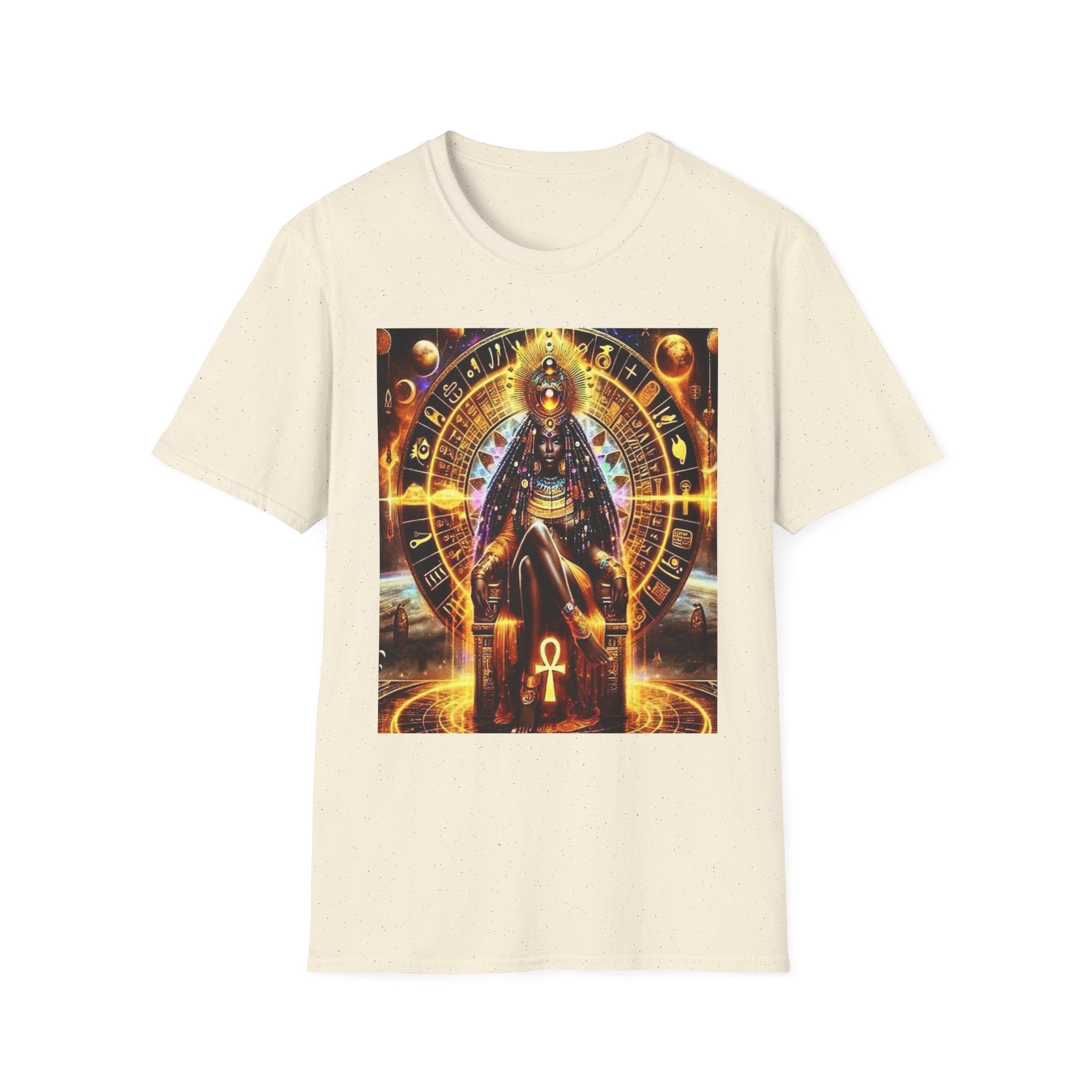 Cosmic Vibes Unisex T-Shirt, Spiritual Tee, Ankh Design Shirt, Festival Wear, Gift for Mystic Souls, Meditation Apparel