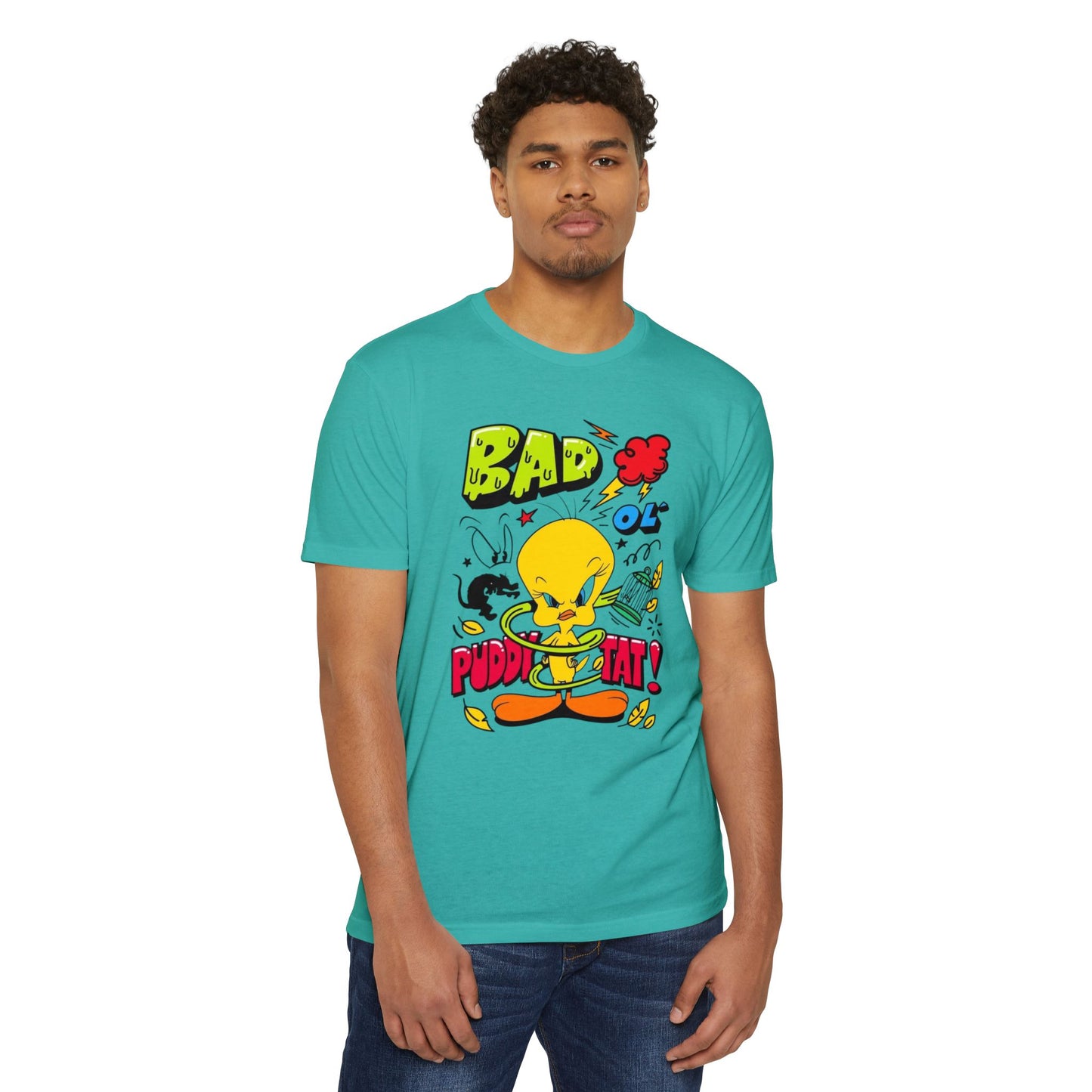 Bad Ol' Puddy Tat T-shirt, Unisex Jersey Tee, Vintage Cartoon Top, Fun Graphic Tee, Quirky Gift for Fans, Retro Style Apparel